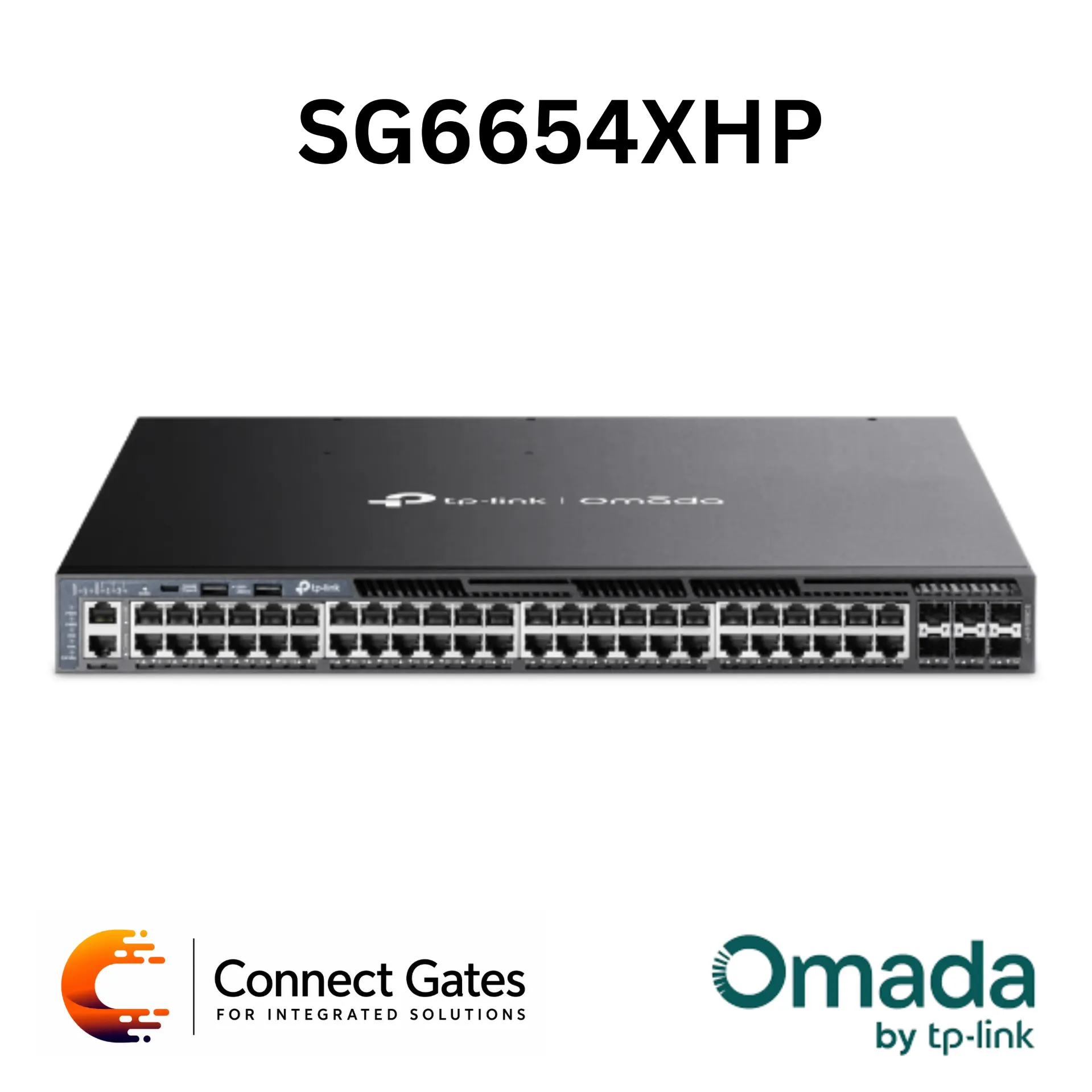 Omada SG6654XHP – 48-Port Gigabit Stackable L3 Managed PoE+ Switch with 6 × 10G SFP+ Slots & Dual Redundant Power Supplies