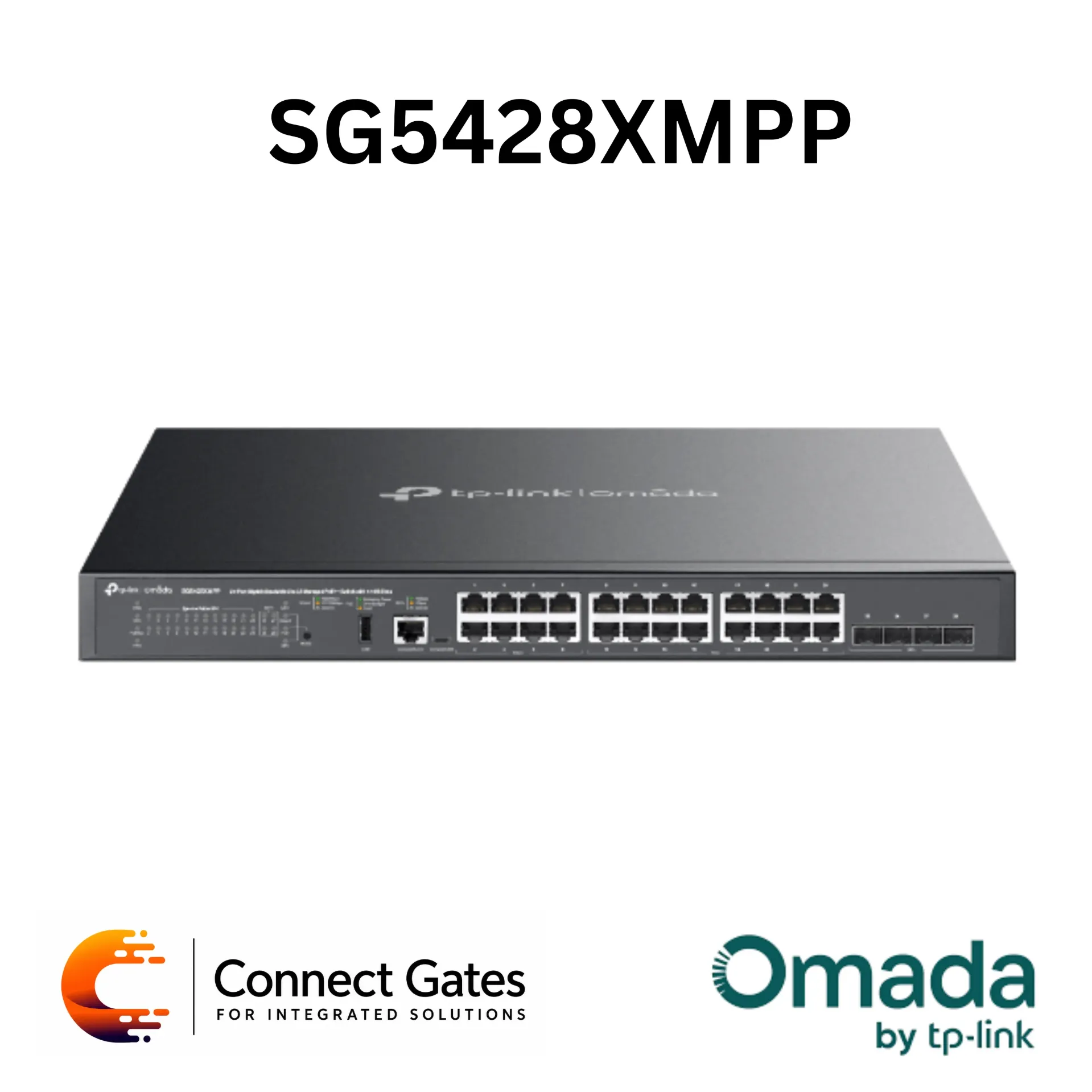 Omada SG5428XMPP – 24-Port Gigabit Stackable Lite L3 Managed PoE++ Switch with 4 × 10G SFP+ Slots & 500W PoE Power