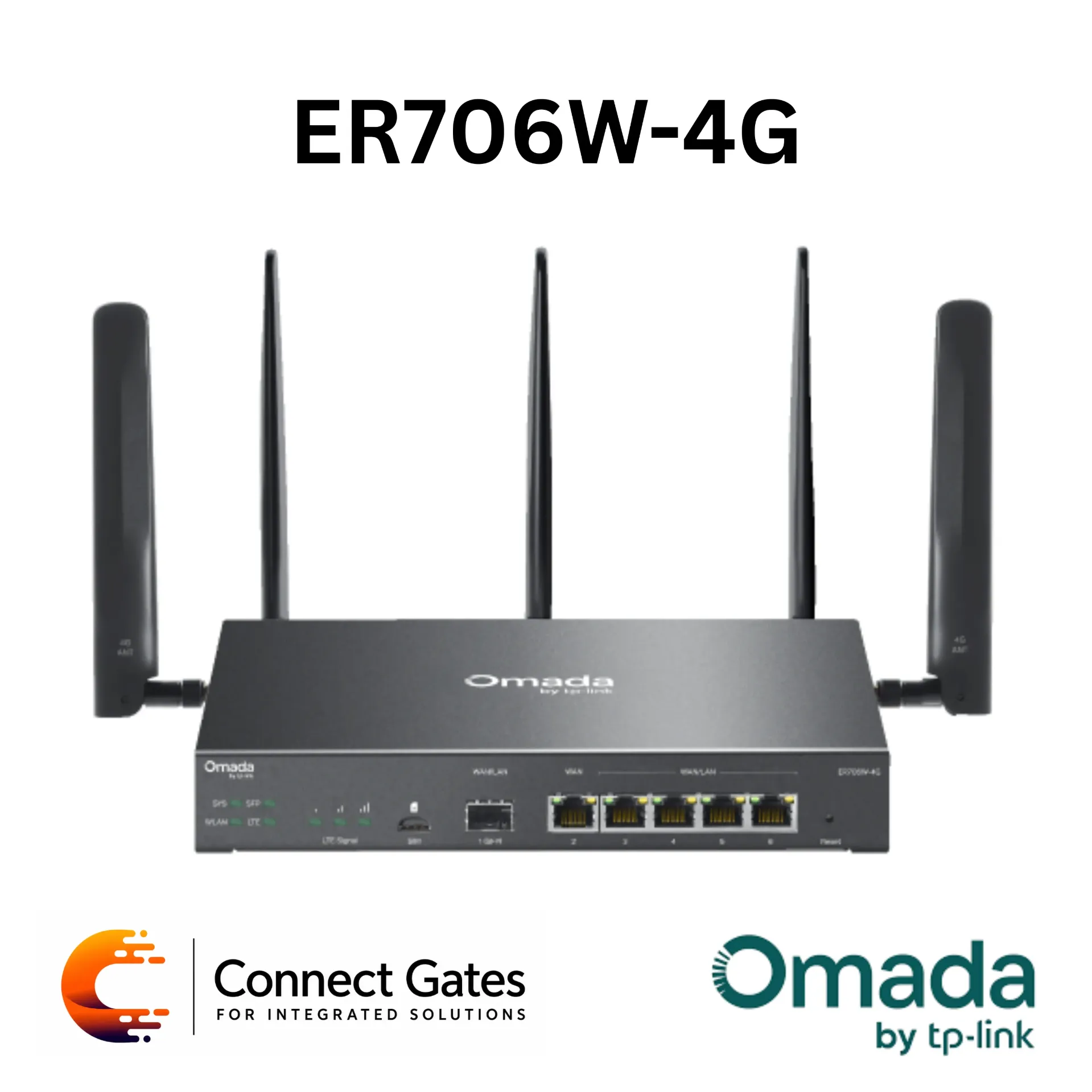 [ER706W-4G] Omada ER706W-4G – 4G+ Cat6 AX3000 Gigabit VPN Router with Wi-Fi 6, Nano SIM Slot, SFP WAN/LAN & Omada SDN Management