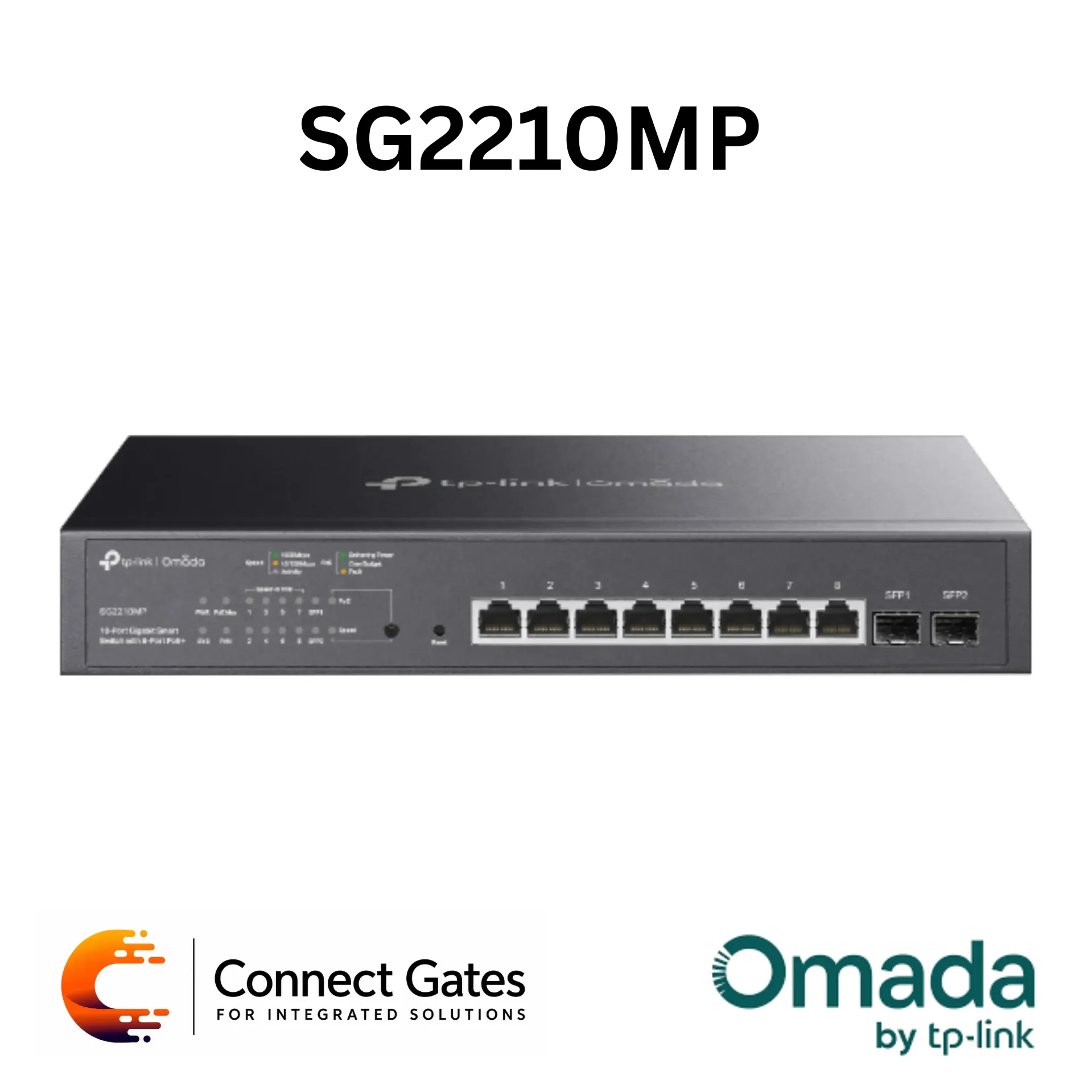 [SG2210MP] Omada SG2210MP– 10-Port Gigabit Smart PoE+ Switch with 8 × Gigabit PoE+ Ports, 2 × Gigabit SFP Slots & 150W PoE Power