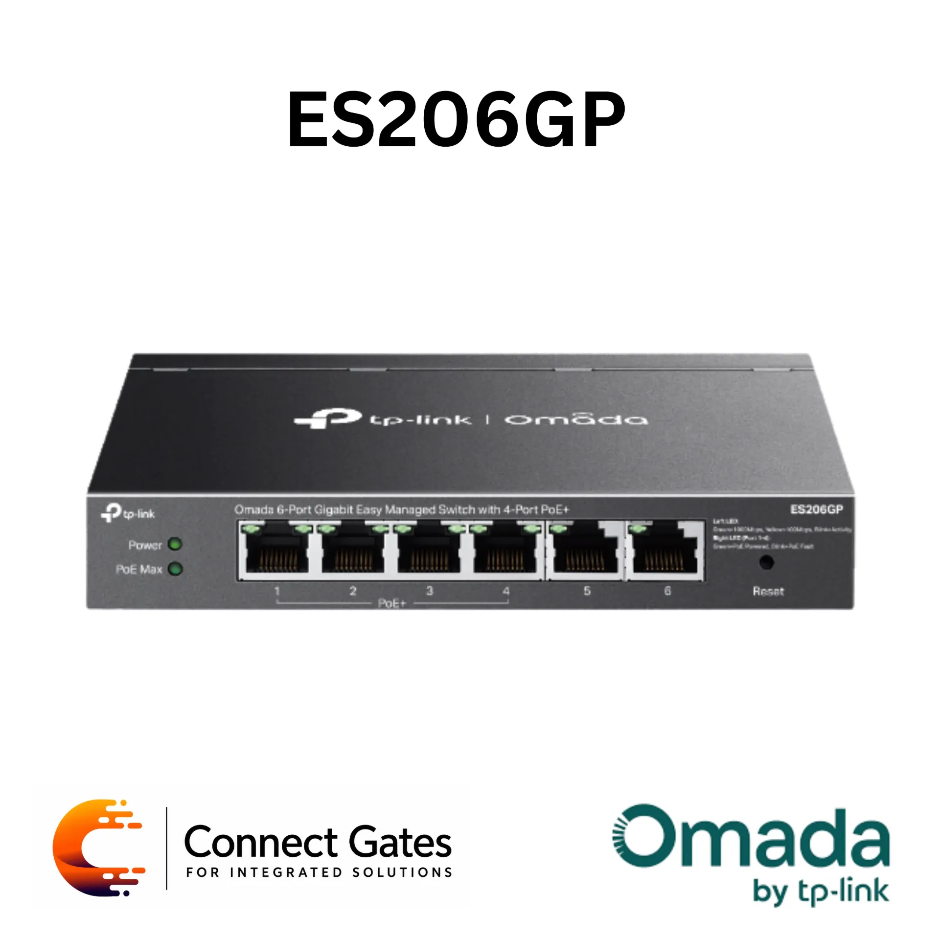 Omada ES206GP – 6-Port Gigabit Easy Managed PoE+ Switch with 4 × Gigabit PoE+ Ports, 2 × Gigabit Non-PoE Ports & 65W PoE Power