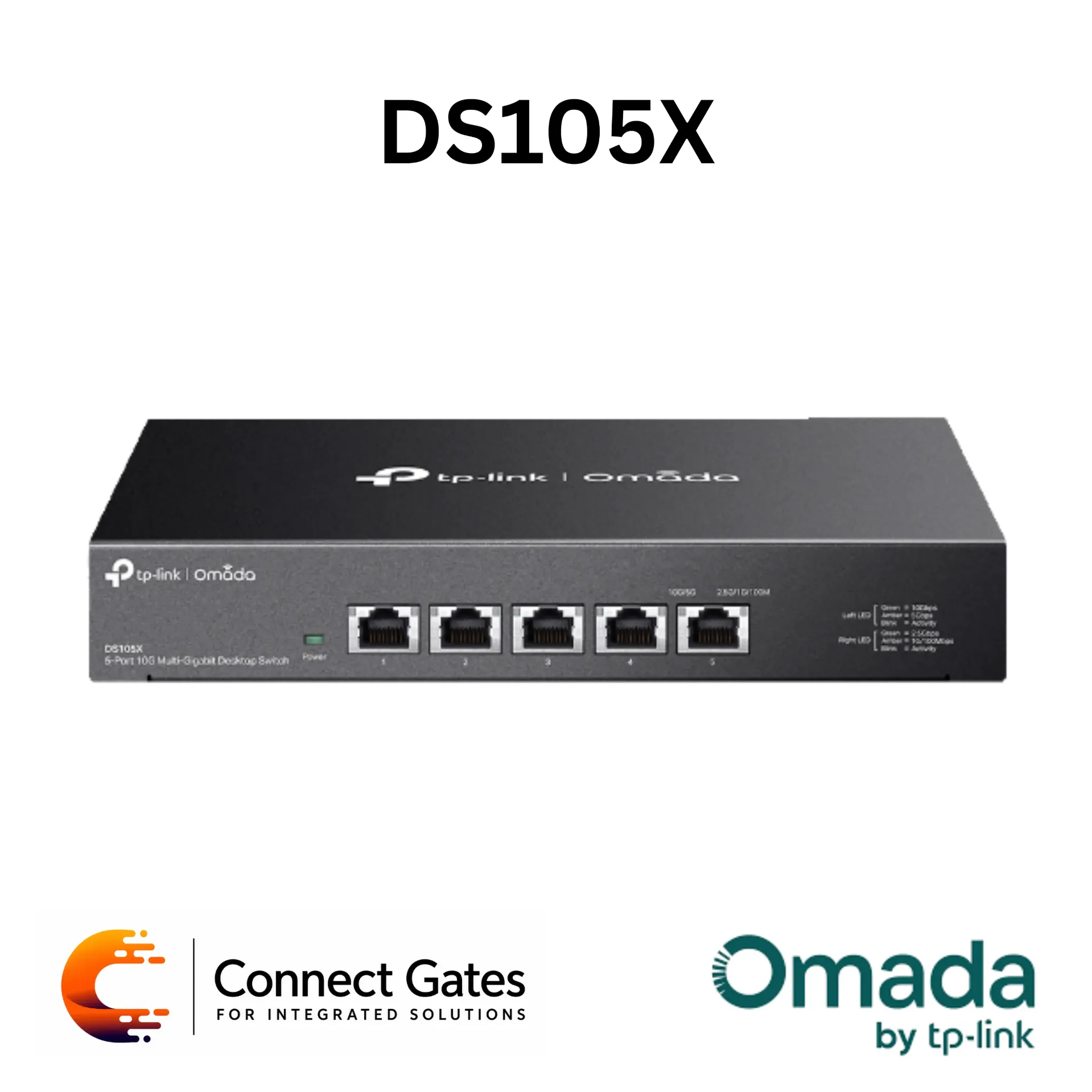 [DS105X] Omada DS105X – 5-Port 10G Multi-Gigabit Desktop Switch with 5 × 10G RJ45 Ports