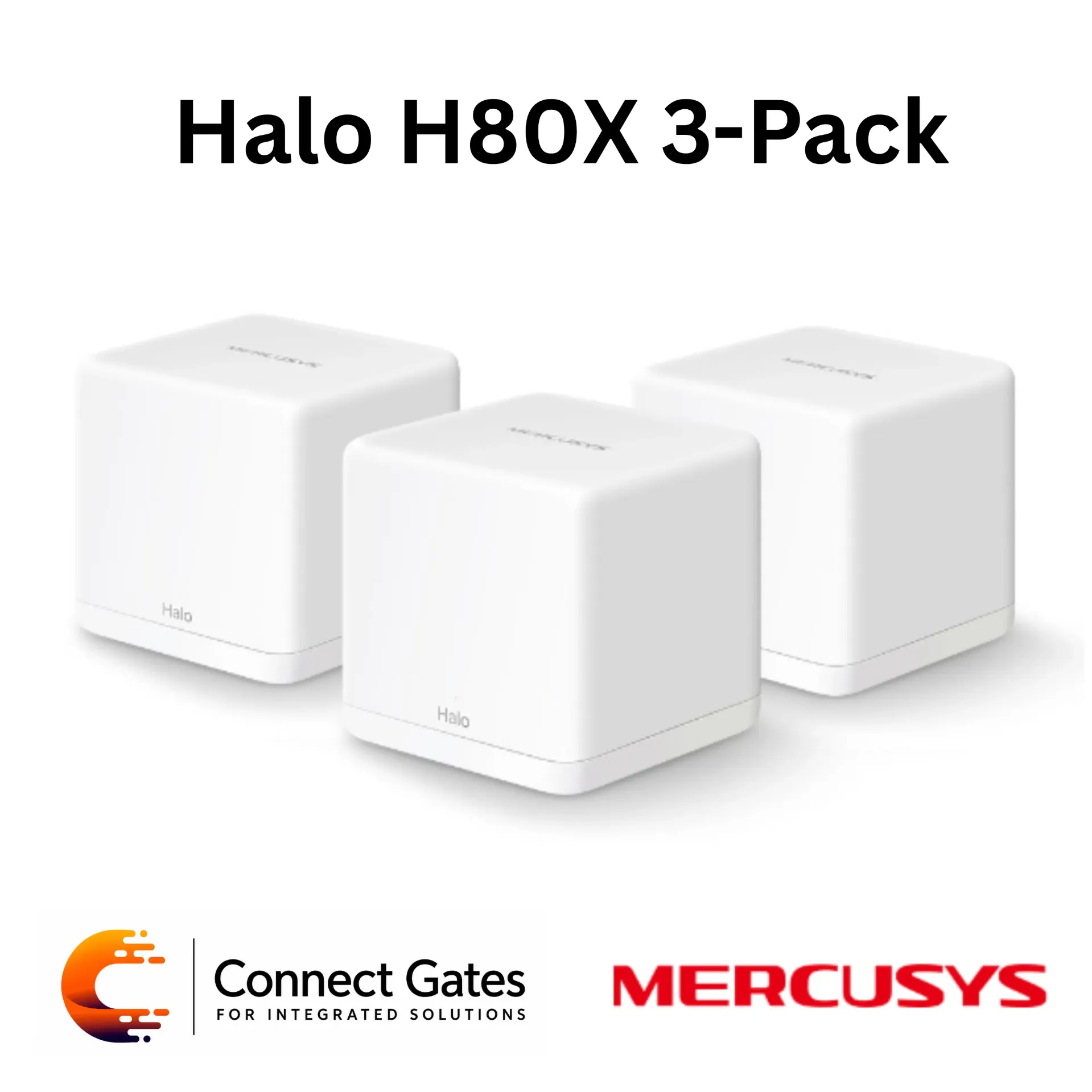 [Halo H80X(3-pack)] Mercusys Halo H80X (3-Pack) – AX3000 Whole Home Mesh Wi-Fi 6 System with Gigabit Ports, Seamless Roaming & WPA3 Security