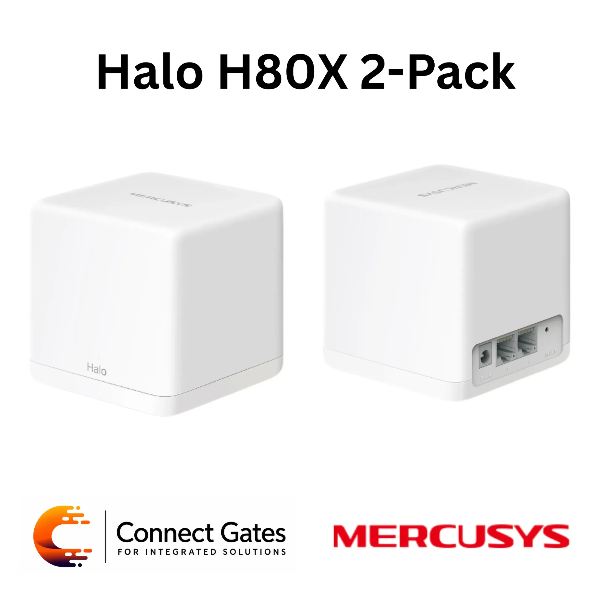 Mercusys Halo H80X (2-Pack) – AX3000 Whole Home Mesh Wi-Fi 6 System with Gigabit Ports, Seamless Roaming & WPA3 Security