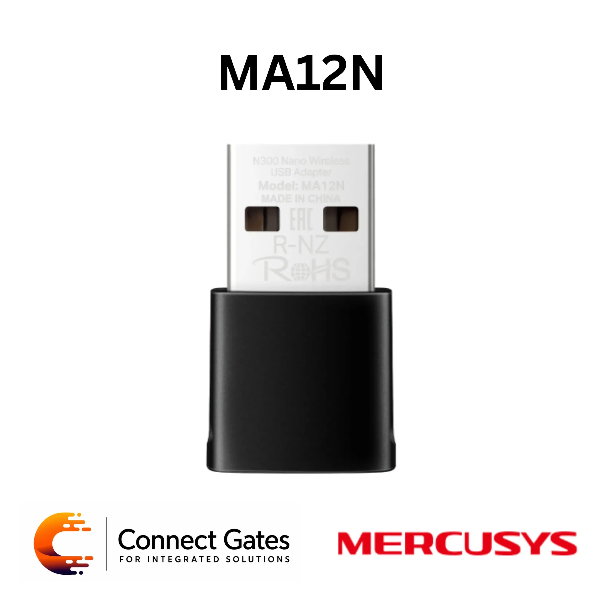 Mercusys MA12N – N300 Nano Wi-Fi USB Adapter with 300Mbps 2.4GHz Wireless Speed, USB 2.0 & WPA3 Security