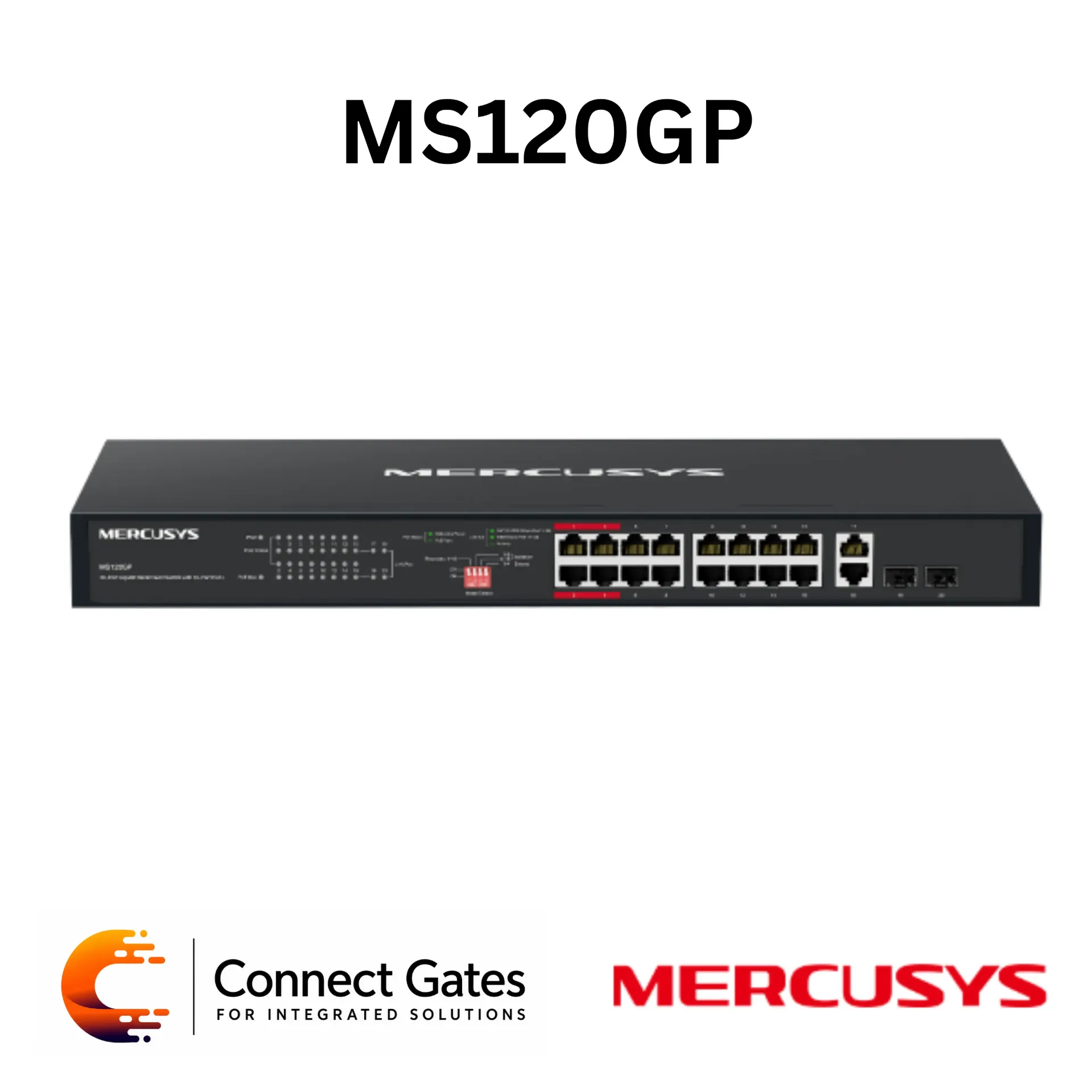 [MS120GP] Mercusys MS120GP – 20-Port Gigabit Rackmount PoE+ Switch with 16 PoE+ Ports, 2 Gigabit Non-PoE Ports, 2 Gigabit SFP Slots & 192W PoE Power