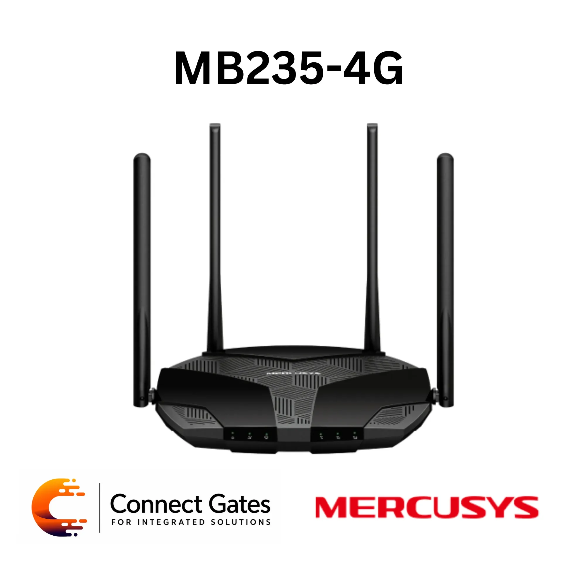 [MB235-4G] Mercusys MB235-4G – AC1200 Wi-Fi 4G+ LTE Router with Built-in 300Mbps 4G LTE Modem, External LTE Antennas, Gigabit Ports & Nano SIM Plug and Play