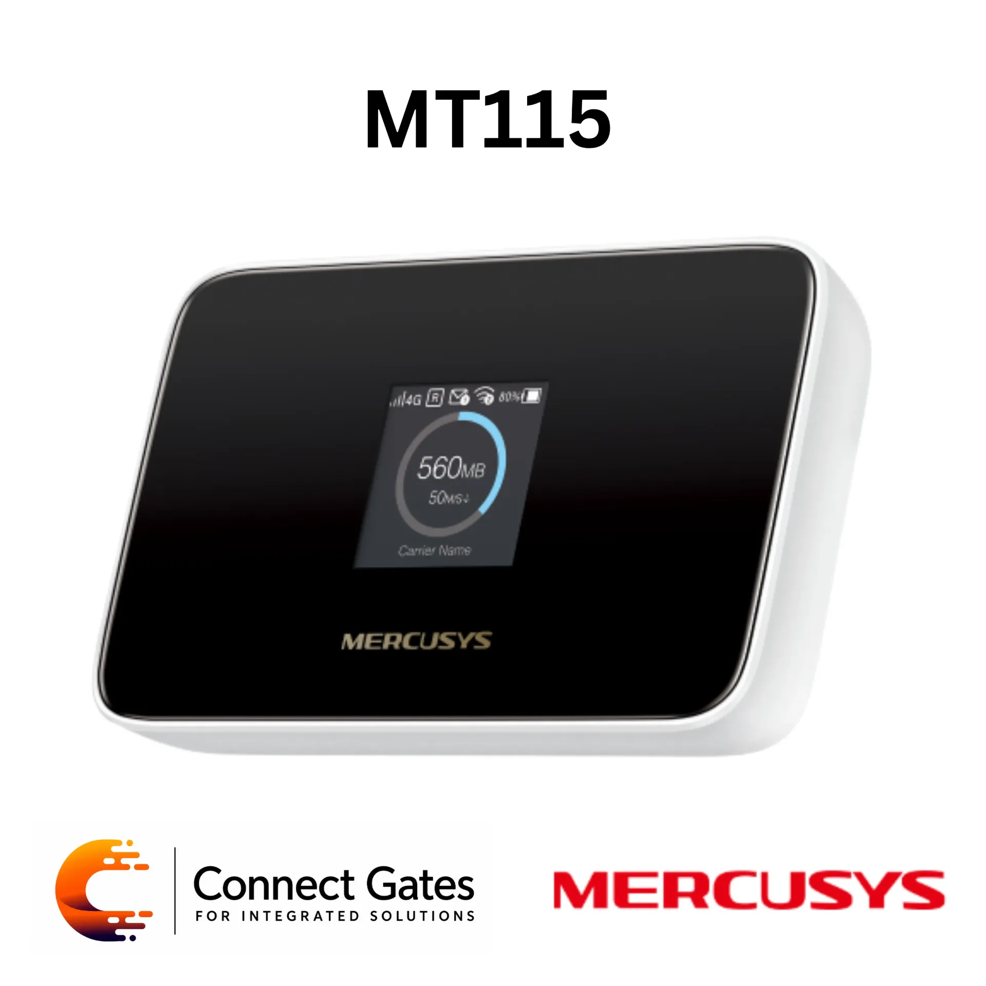 Mercusys MT115 – 150Mbps 4G LTE Mobile Wi-Fi with Built-in 150Mbps 4G LTE Modem, 1.44-Inch Display & 2400mAh Rechargeable Battery