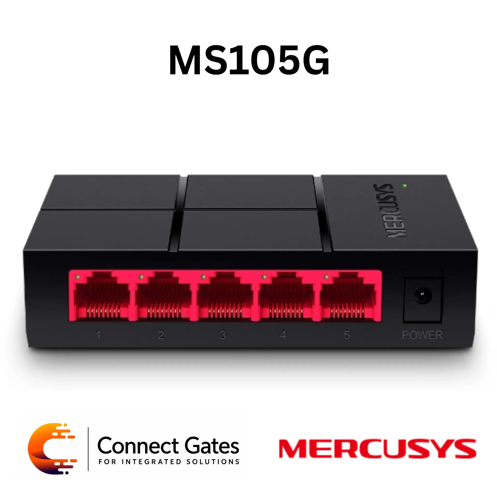 [MS105G] Mercusys MS105G – 5-Port Gigabit Desktop Switch with 5 Gigabit Ports, Plug and Play Operation & Compact Design