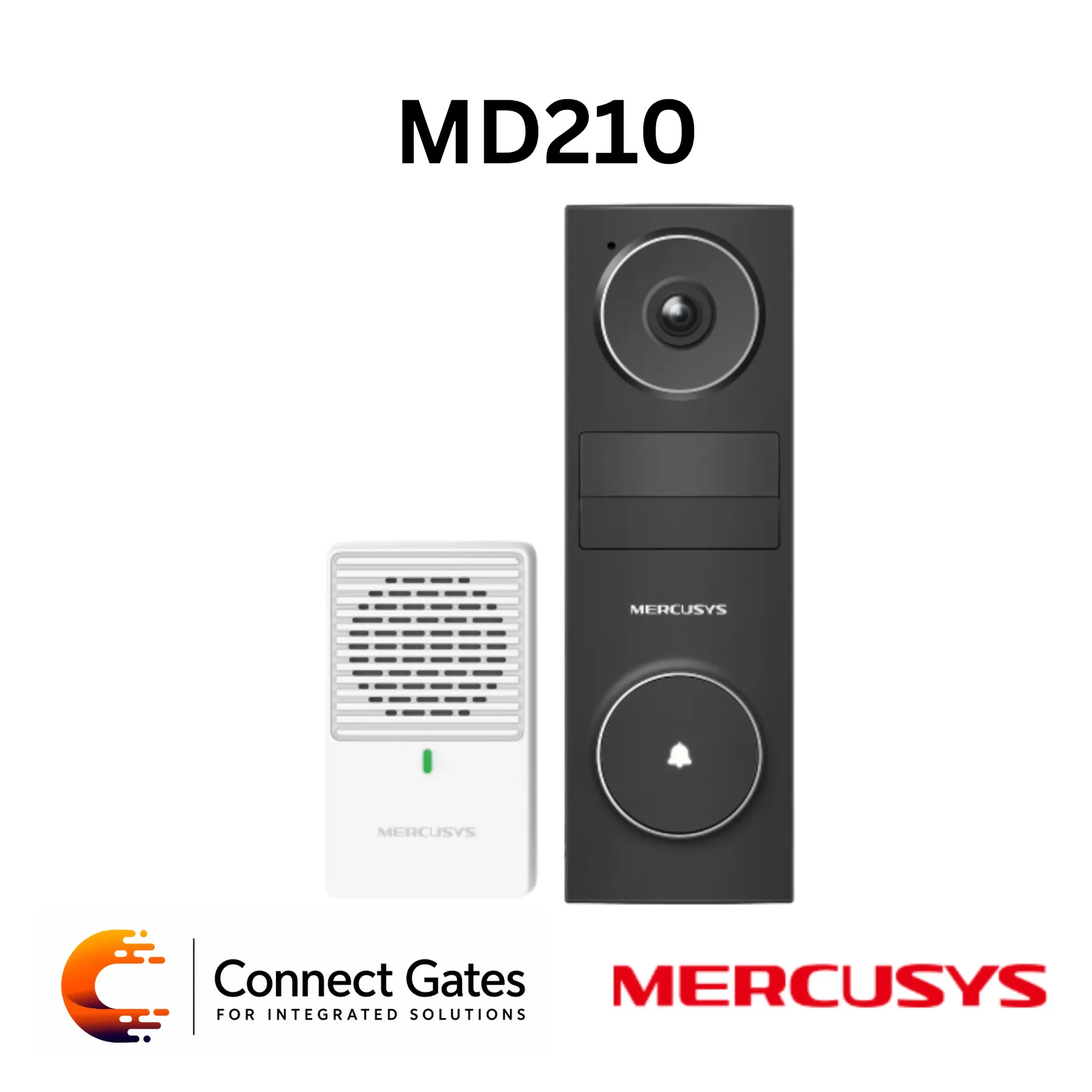 [MD210] Mercusys MD210 – 2K Battery Video Doorbell with Chime, Two-Way Audio, Smart Detection & Local microSD Storage