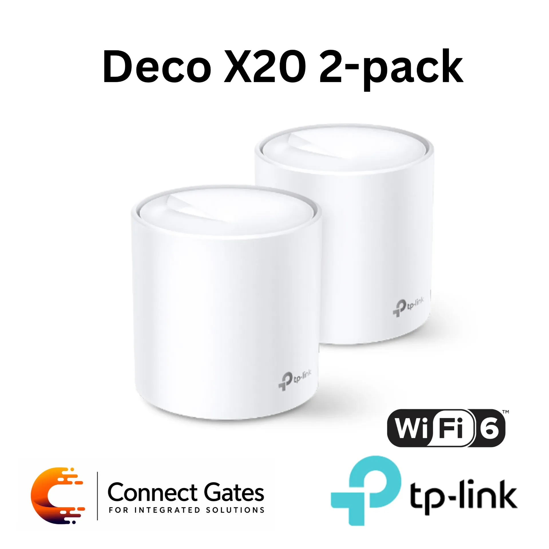 [Deco X20 (2-Pack)] TP-Link Deco X20 (2-Pack) – AX1800 Whole Home Mesh Wi-Fi 6 System with Dual-Band Wi-Fi, 2 Gigabit Ports, WPA3, OFDMA & MU-MIMO