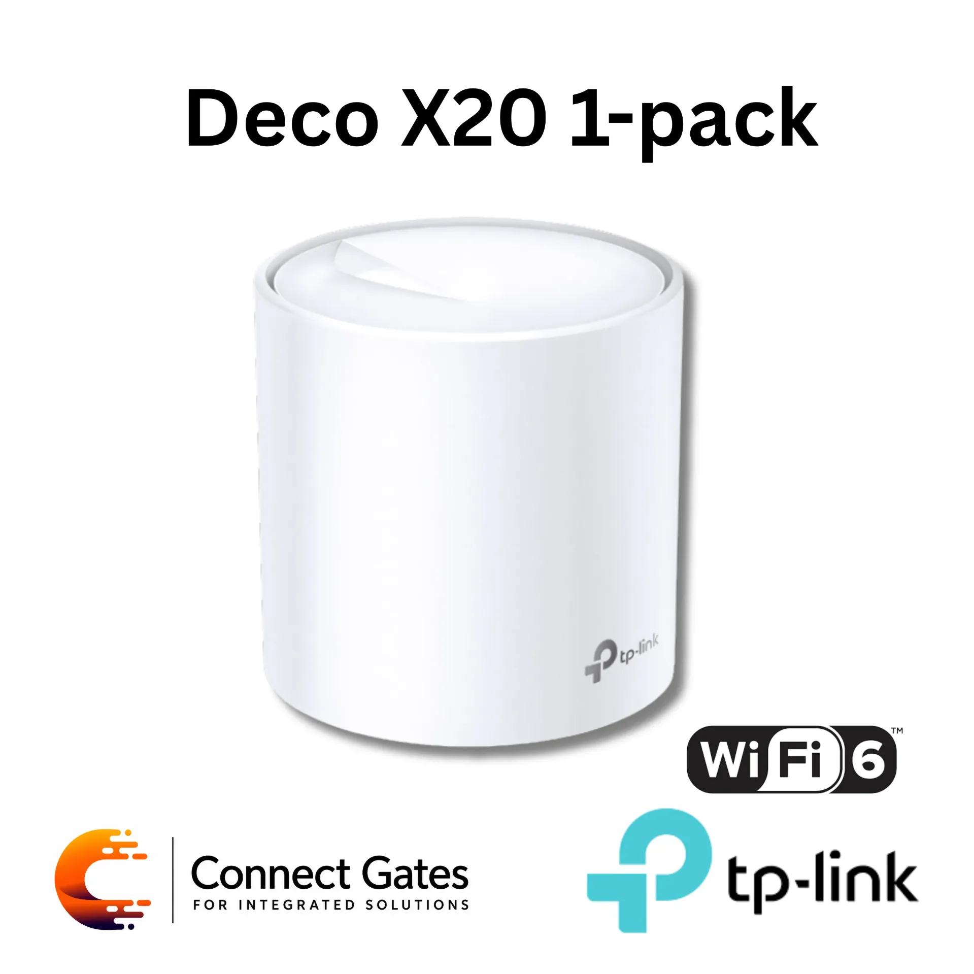 [Deco X20(1-pack)] TP-Link Deco X20 (1-Pack) – AX1800 Whole Home Mesh Wi-Fi 6 Unit with Dual-Band Wi-Fi, 2 Gigabit Ports, WPA3, OFDMA & MU-MIMO