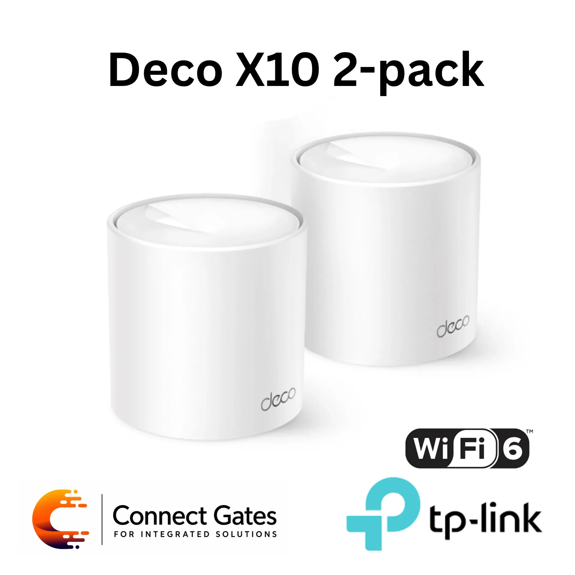 [Deco X10 (2-Pack)] TP-Link Deco X10 (2-Pack) – AX1500 Whole Home Mesh Wi-Fi 6 System with Dual-Band Wi-Fi, 2 Gigabit Ports, WPA3, OFDMA & MU-MIMO