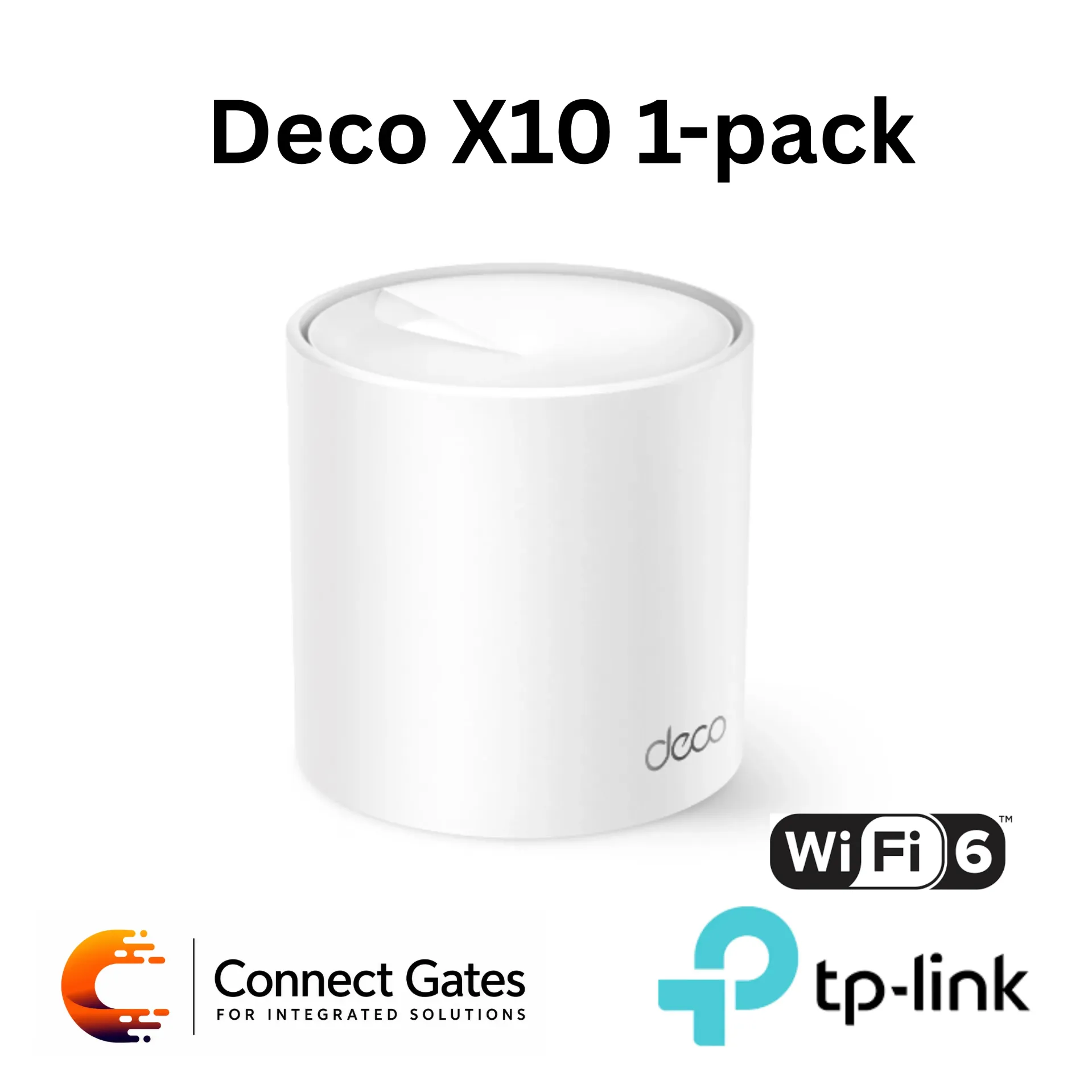 [Deco X10 (1-Pack)] TP-Link Deco X10 (1-Pack) – AX1500 Whole Home Mesh Wi-Fi 6 Unit with Dual-Band Wi-Fi, 2 Gigabit Ports, WPA3, OFDMA & MU-MIMO