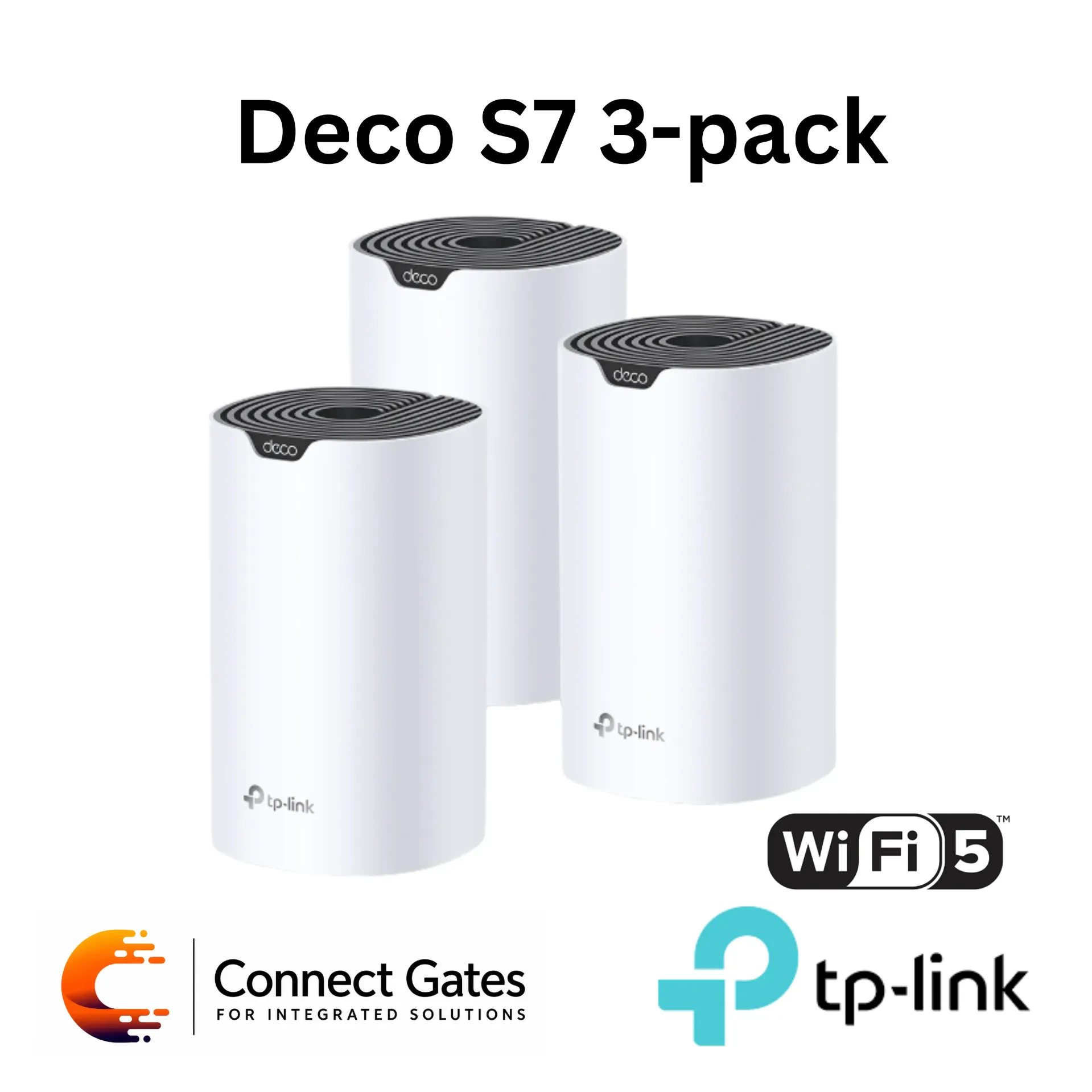 [Deco S7 (3-Pack)] TP-Link Deco S7 (3-Pack) – AC1900 Whole Home Mesh Wi-Fi System with Dual-Band Wi-Fi, 3 Gigabit Ports, MU-MIMO & Beamforming