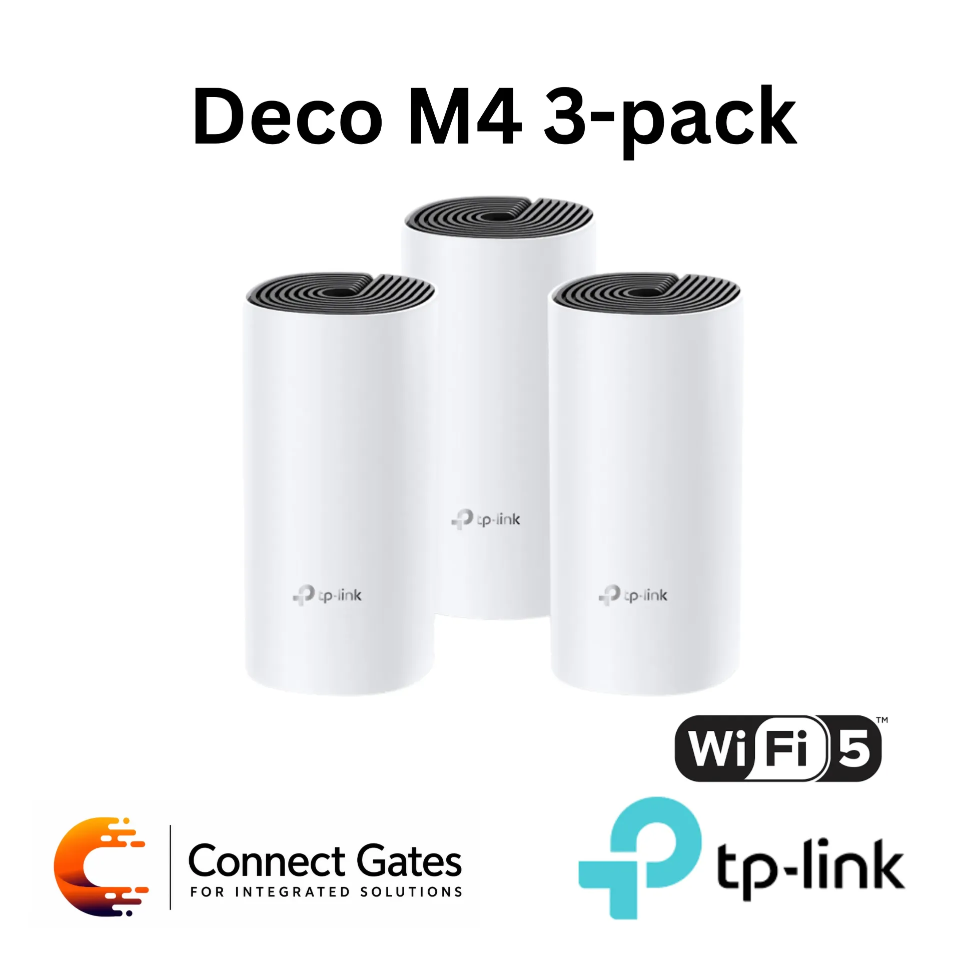 [Deco M4 (3-Pack)] TP-Link Deco M4 (3-Pack) – AC1200 Whole Home Mesh Wi-Fi System with Dual-Band Wi-Fi, 2 Gigabit Ports, MU-MIMO & Beamforming