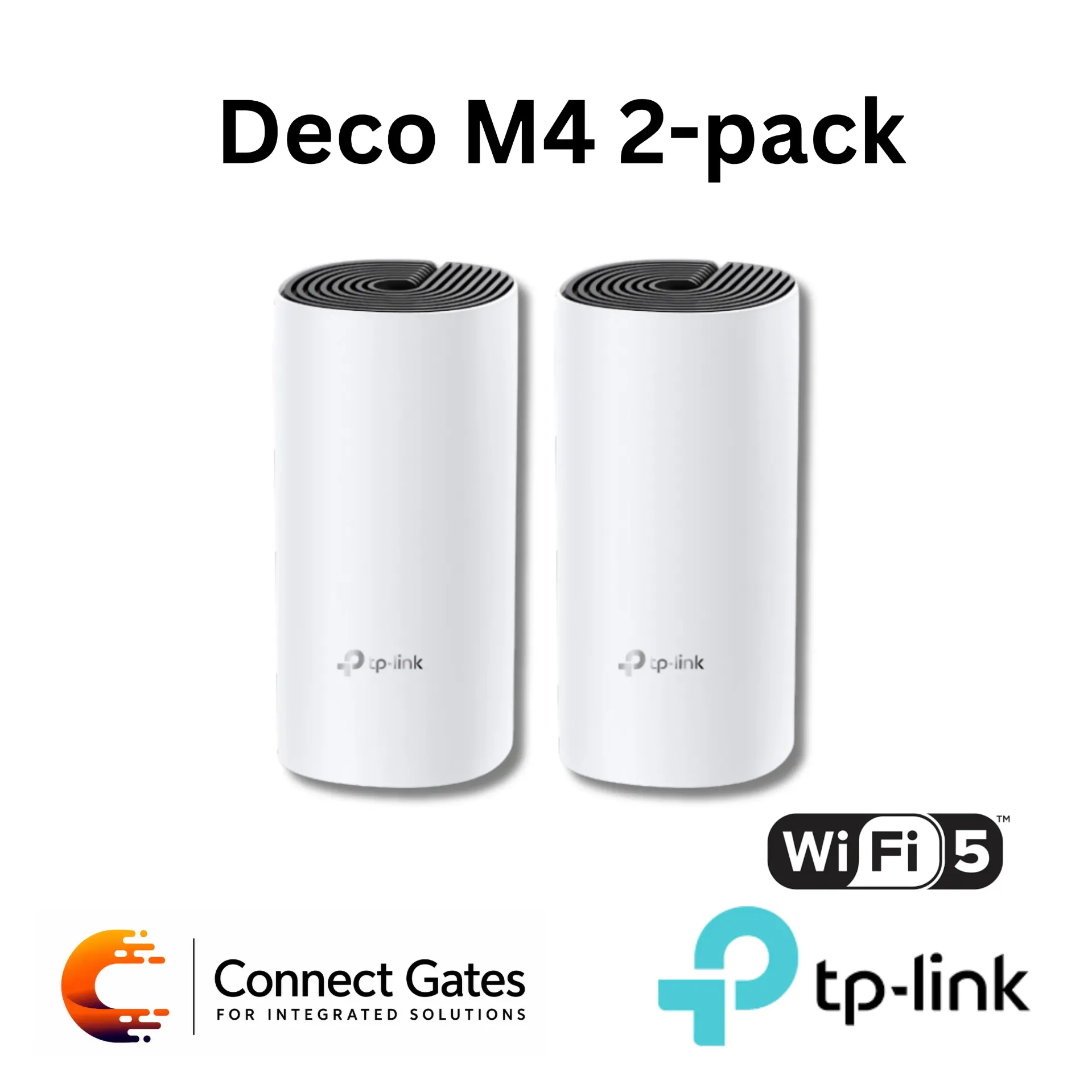 [Deco M4 (2-Pack)] TP-Link Deco M4 (2-Pack) – AC1200 Whole Home Mesh Wi-Fi System with Dual-Band Wi-Fi, 2 Gigabit Ports, MU-MIMO & Beamforming