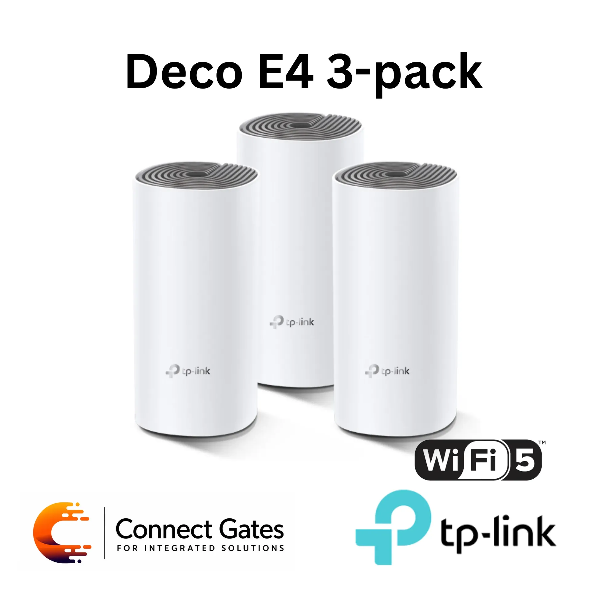 [Deco E4 (3-Pack)] TP-Link Deco E4 (3-Pack) – AC1200 Whole Home Mesh Wi-Fi System with Dual-Band Wi-Fi, 2 Fast Ethernet Ports, MU-MIMO & Beamforming