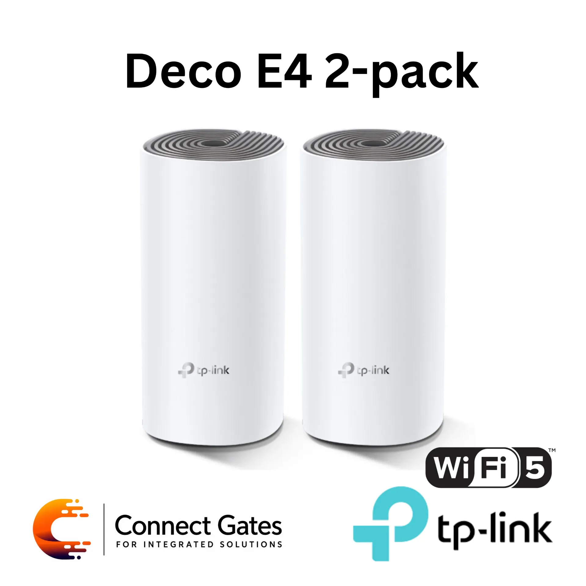 [Deco E4 (2-Pack)] TP-Link Deco E4 (2-Pack) – AC1200 Whole Home Mesh Wi-Fi System with Dual-Band Wi-Fi, 2 Fast Ethernet Ports, MU-MIMO & Beamforming