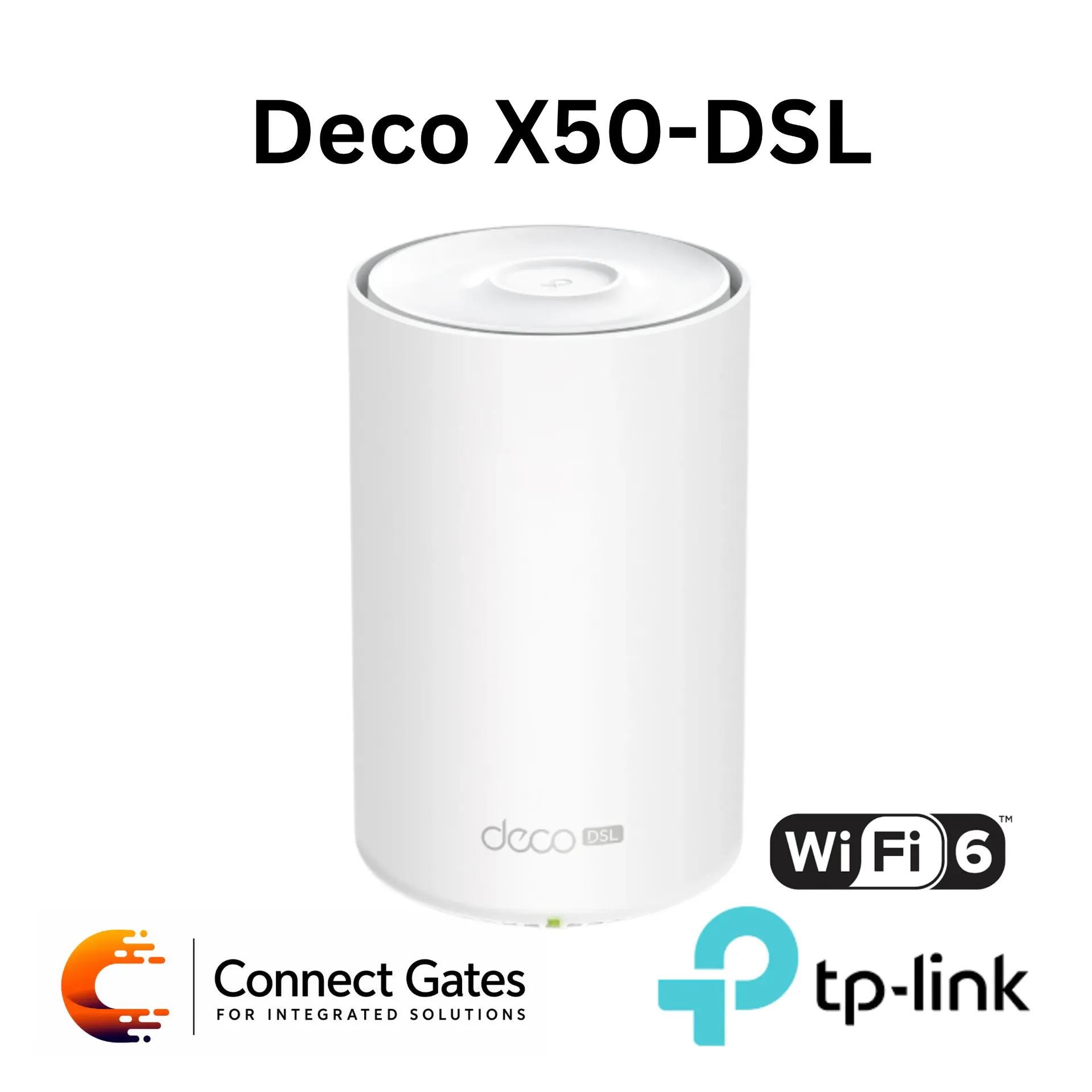 [Deco X50-DSL] TP-Link Deco X50-DSL (1-Pack) – AX3000 Whole Home Mesh Wi-Fi 6 Modem Router with DSL Port, 4 Gigabit Ports, WPA3, OFDMA & MU-MIMO