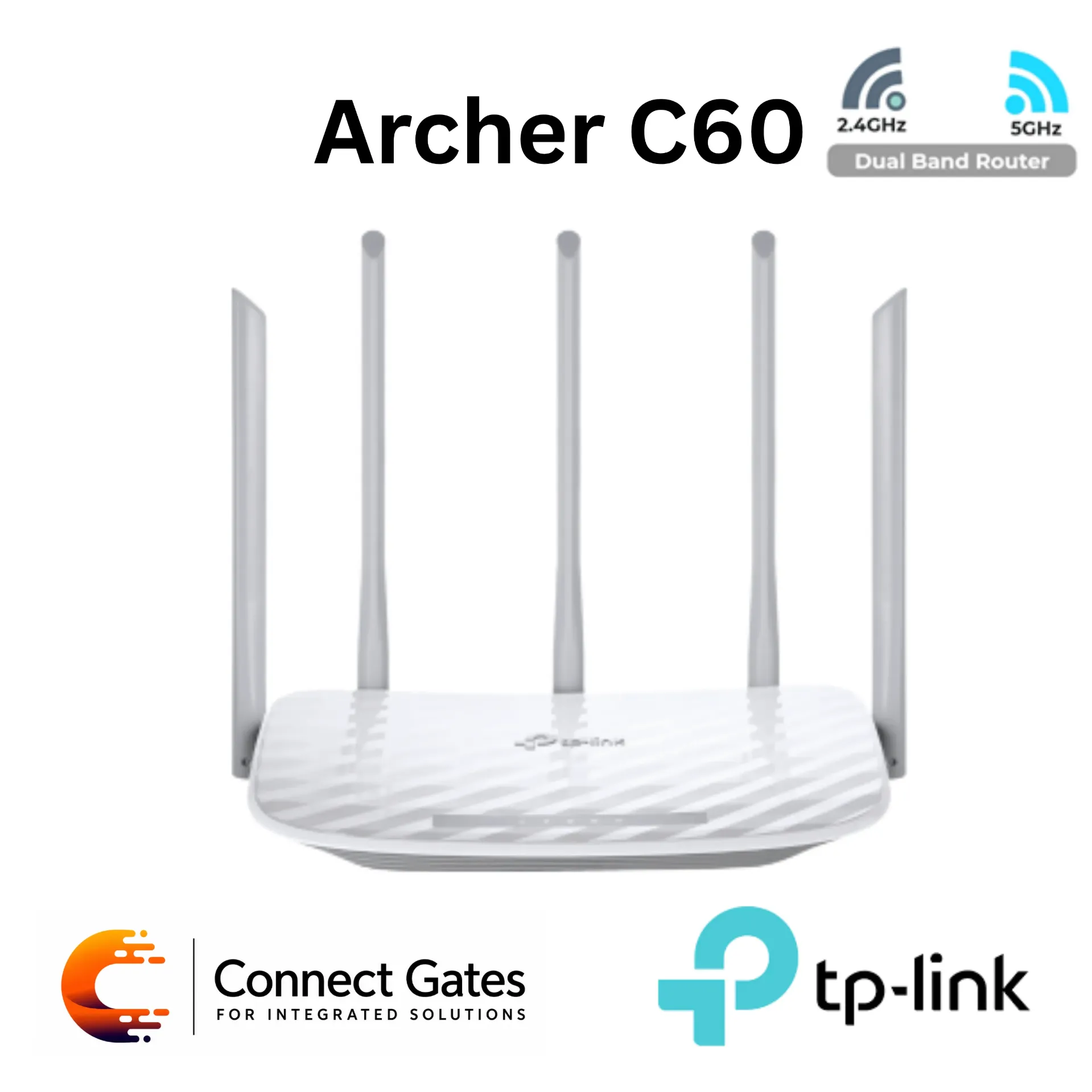 [Archer C60] TP-Link Archer C60 – AC1350 Dual-Band Wi-Fi Router with 5 Antennas, 10/100Mbps Ports, MU-MIMO & Beamforming