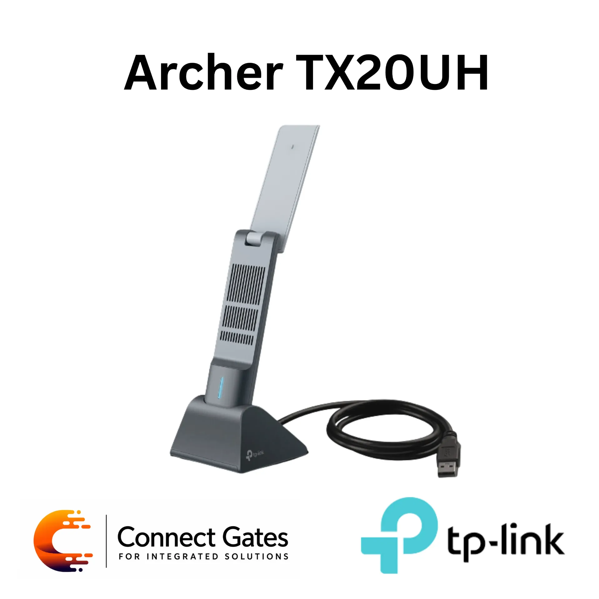 [Archer TX20UH] TP-Link Archer TX20UH – AX1800 High Gain Dual-Band Wi-Fi 6 USB Adapter with External Antennas, USB 3.0, Cradle Extension Cable, MU-MIMO, OFDMA & WPA3