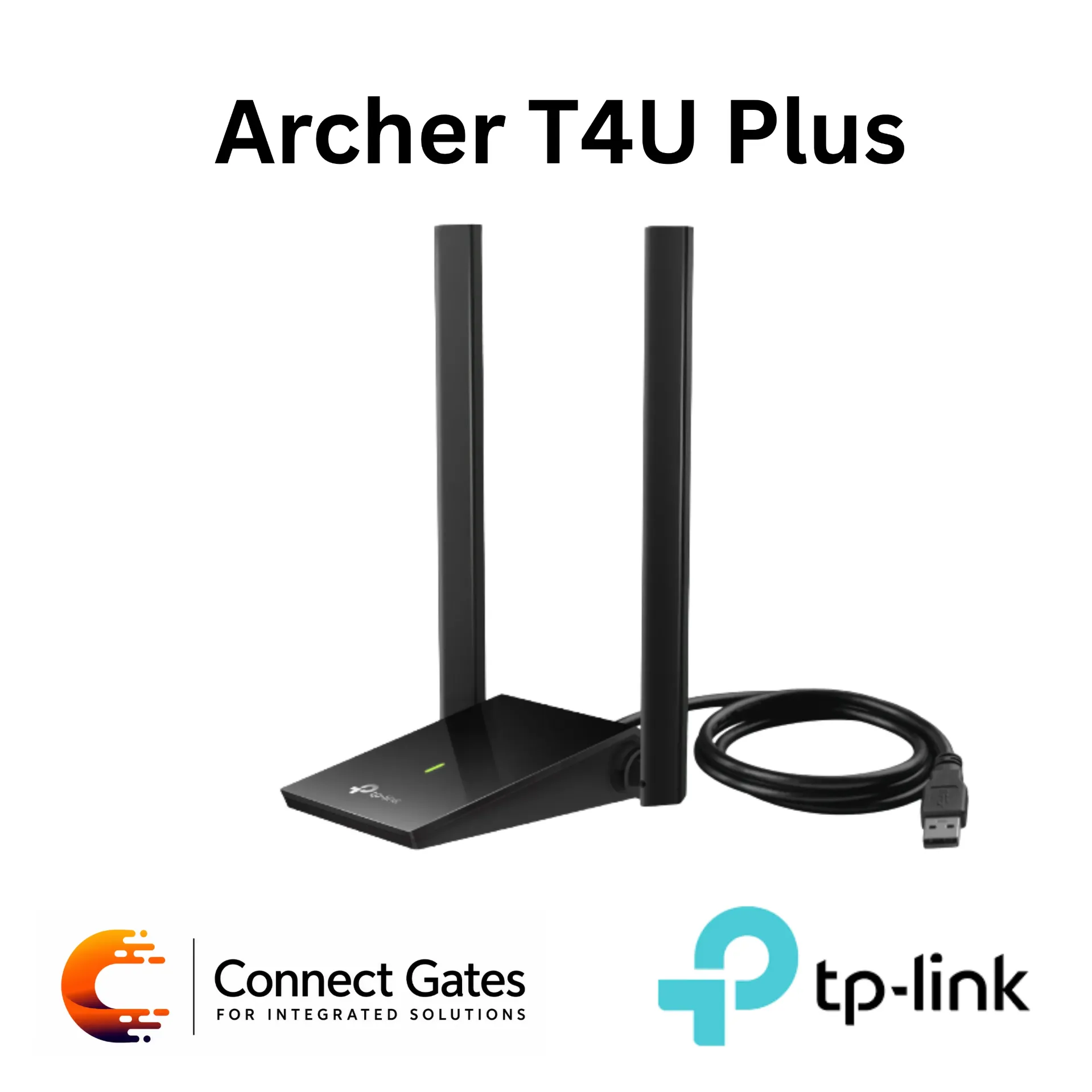 [Archer T4U Plus] TP-Link Archer T4U Plus – AC1300 High Gain Dual-Band Wi-Fi USB Adapter with 2 External Antennas, USB 3.0, Extension Cable & MU-MIMO