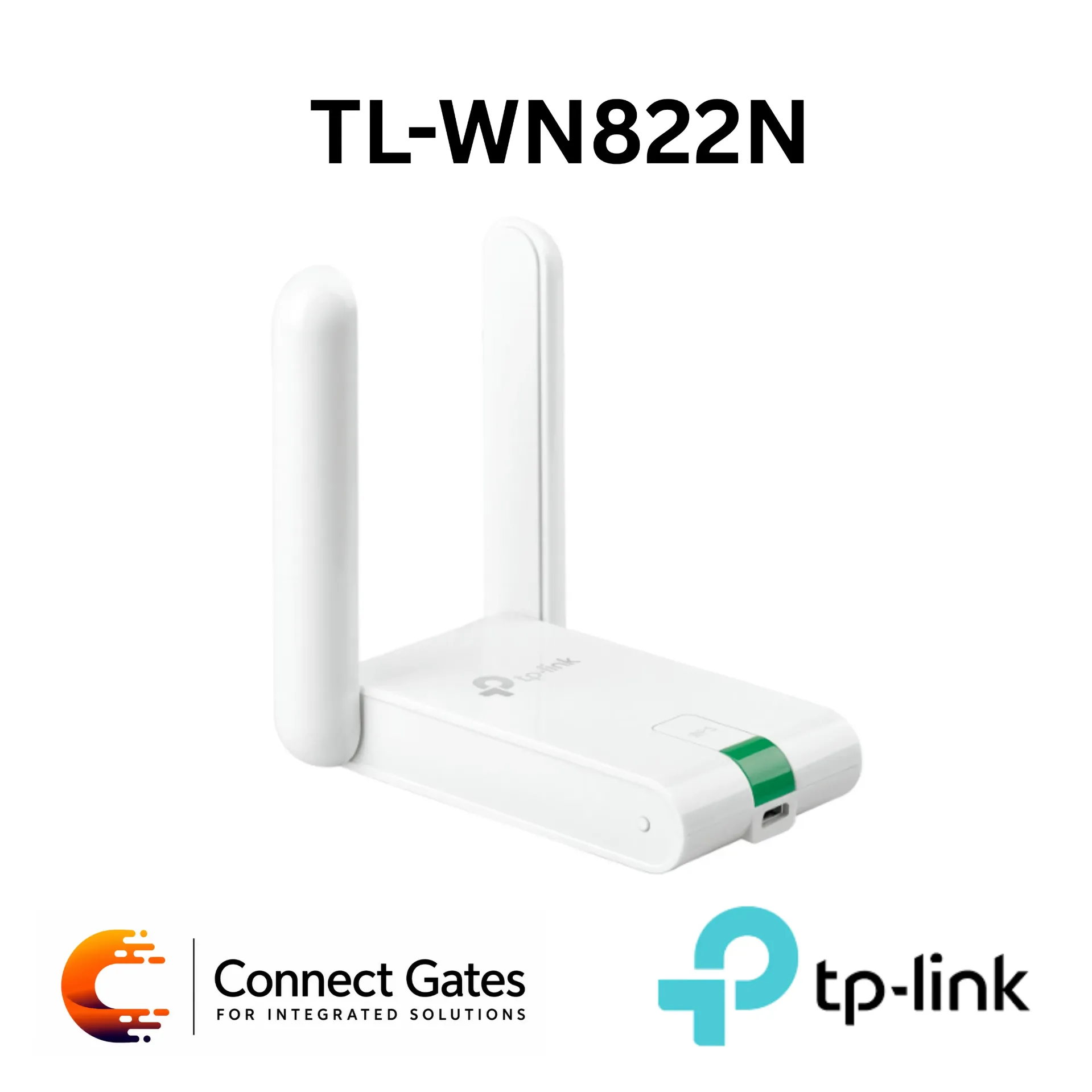 [TL-WN822N] TP-Link TL-WN822N – 300Mbps High Gain Wi-Fi USB Adapter with 2 External Antennas, Mini USB 2.0, Extension Cable & WPS Button