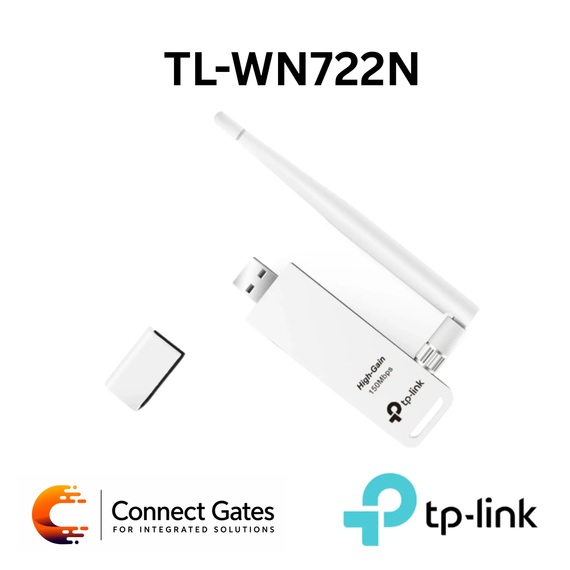 [TL-WN722N] TP-Link TL-WN722N – 150Mbps High Gain Wi-Fi USB Adapter with External Antenna, USB 2.0 & WPS Button