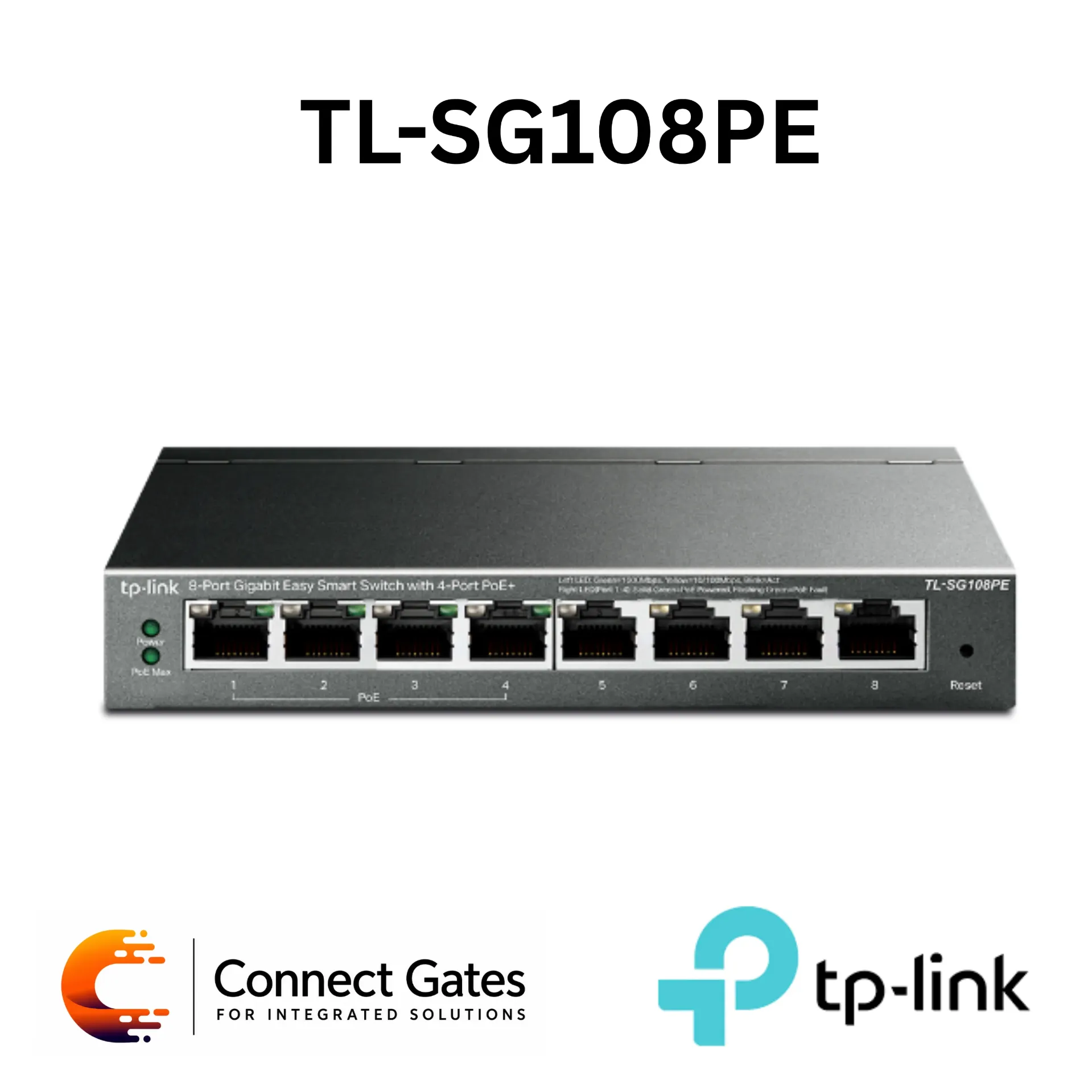 [TL-SG108PE] TP-Link TL-SG108PE – 8-Port Gigabit Easy Smart Switch with 4-Port PoE+, 4 Gigabit Ports, 64W PoE Budget & VLAN/QoS Management