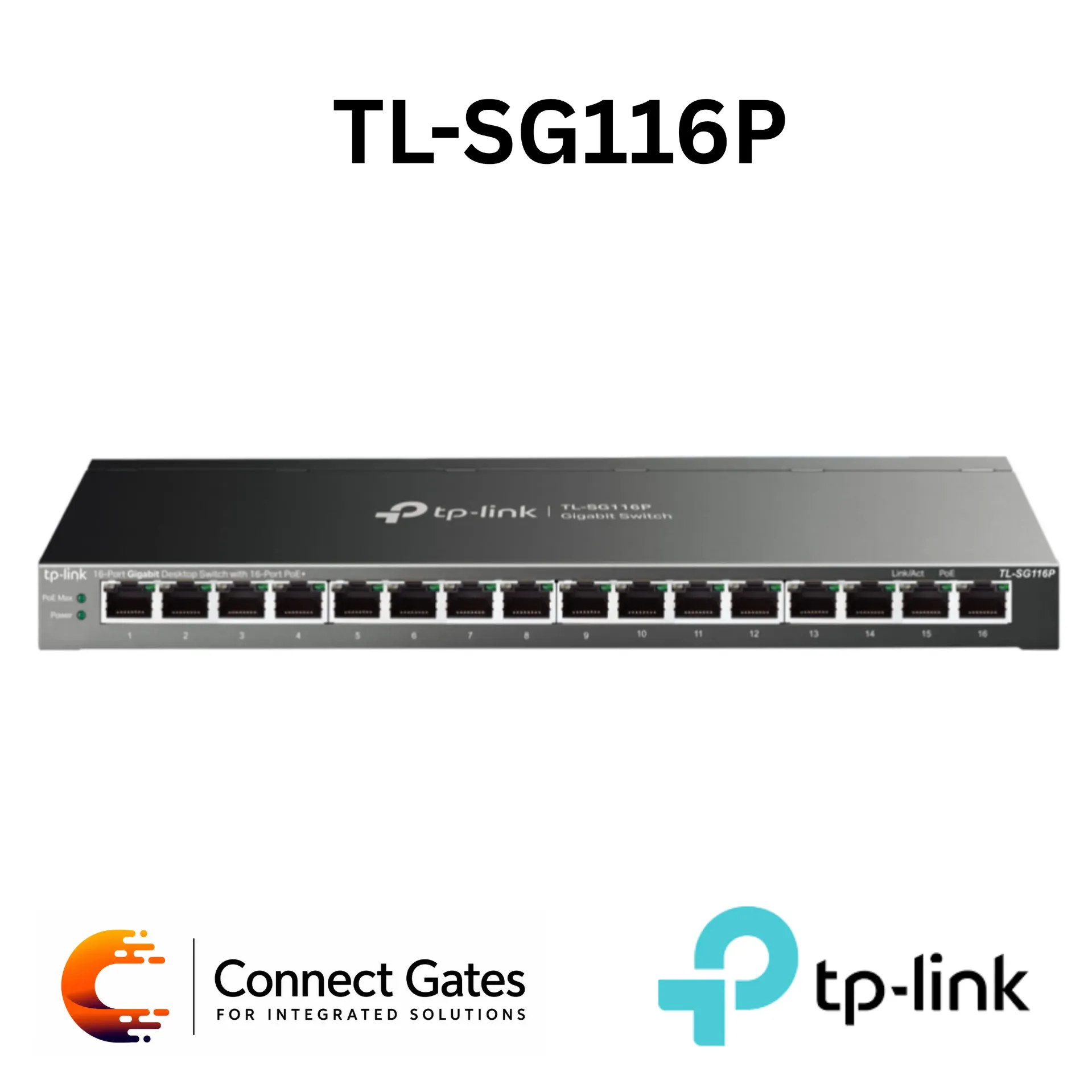 TP-Link TL-SG116P – 16-Port Gigabit Desktop PoE+ Switch with 16 PoE+ Ports, 120W PoE Budget, Extend Mode, Priority Mode & PoE Auto Recovery