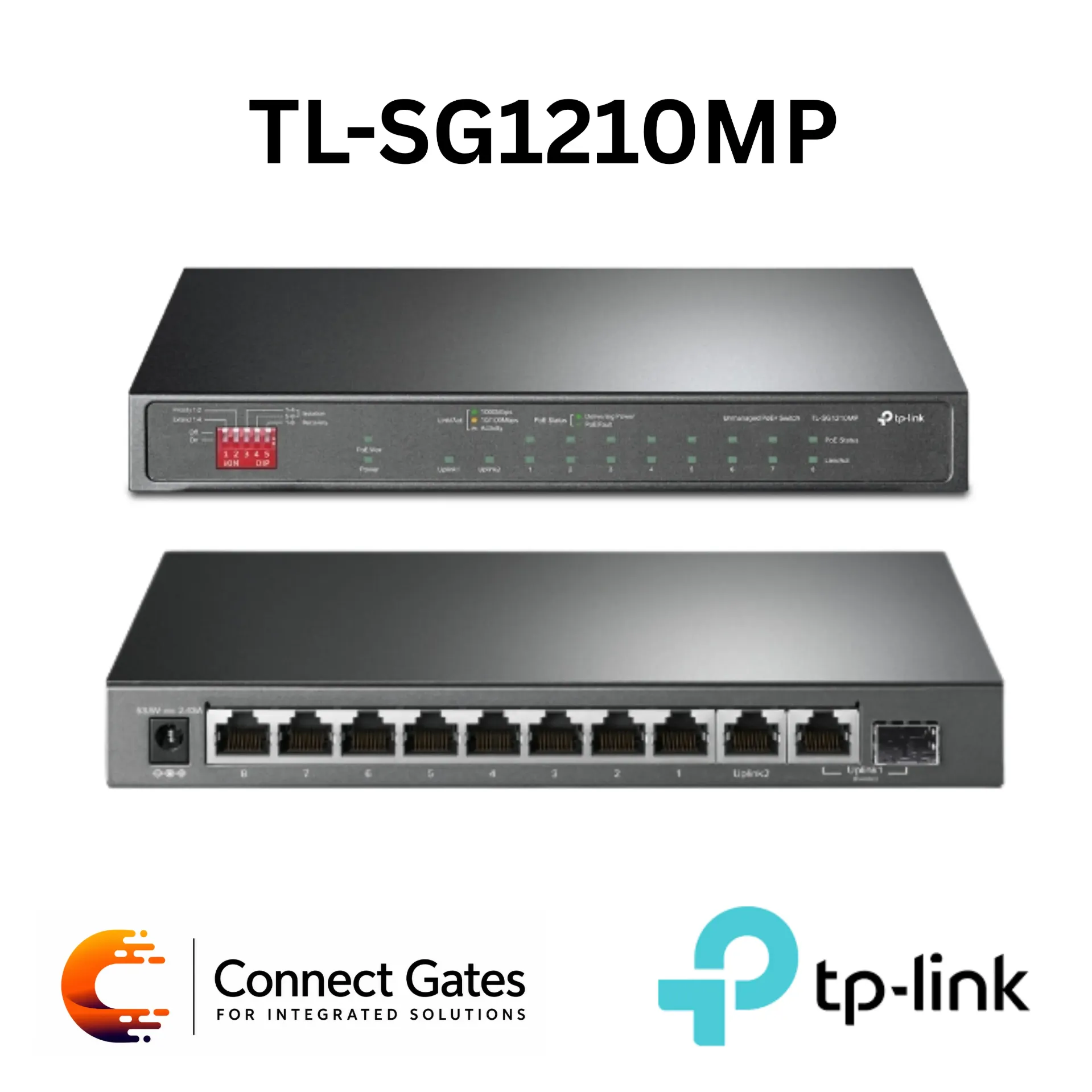 [TL-SG1210MP] TP-Link TL-SG1210MP – 10-Port Gigabit Desktop Switch with 8-Port PoE+, 2 Gigabit Ports, Combo SFP Slot, 123W PoE Budget & Plug and Play