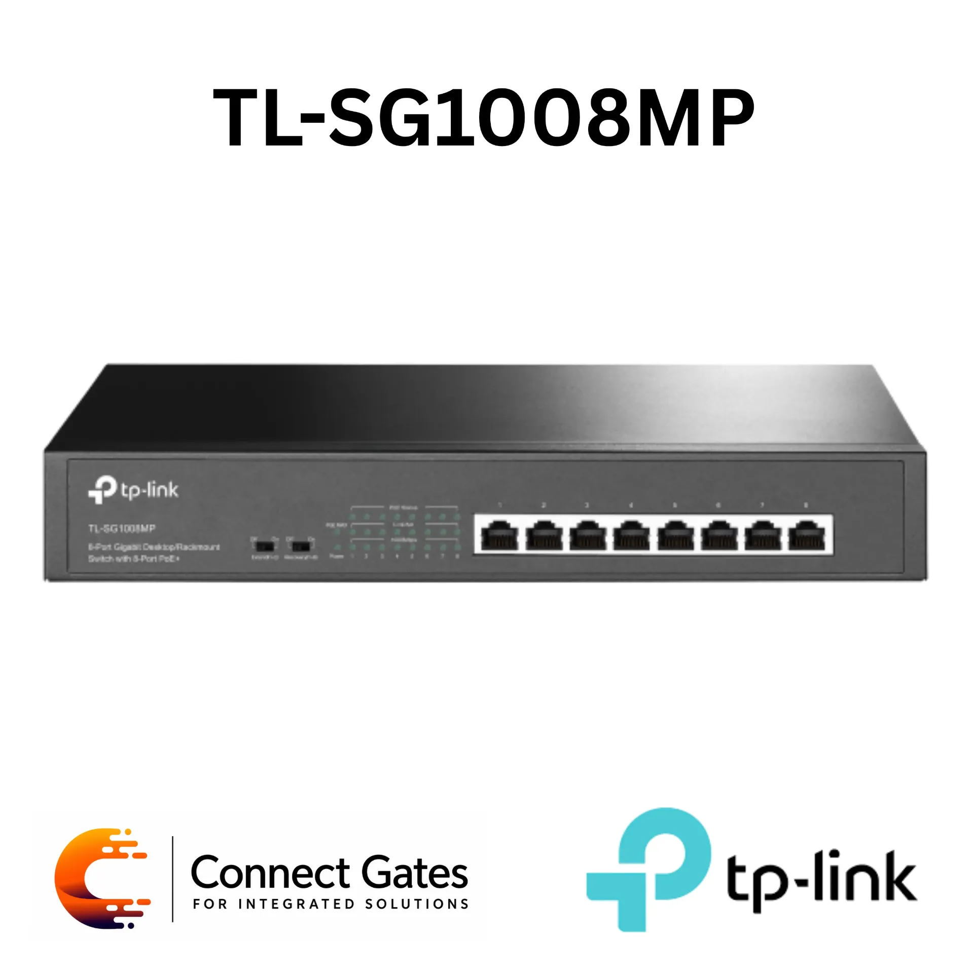 TP-Link TL-SG1008MP – 8-Port Gigabit Desktop/Rackmount PoE+ Switch with 8 PoE+ Ports, 153W PoE Budget & Plug and Play
