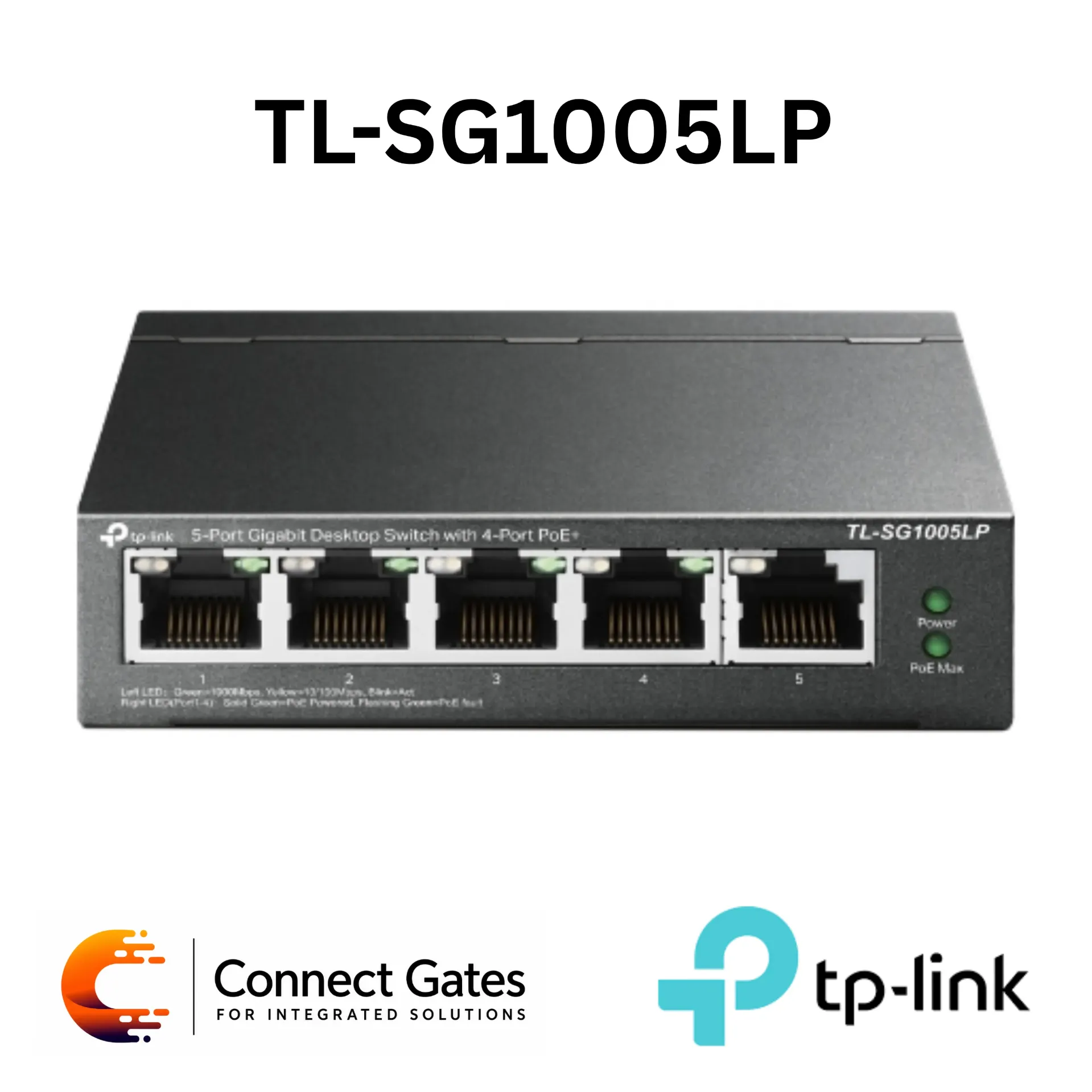 TP-Link TL-SG1005LP – 5-Port Gigabit Desktop PoE+ Switch with 4 PoE+ Ports, 1 Gigabit Port, 40W PoE Budget & Plug and Play