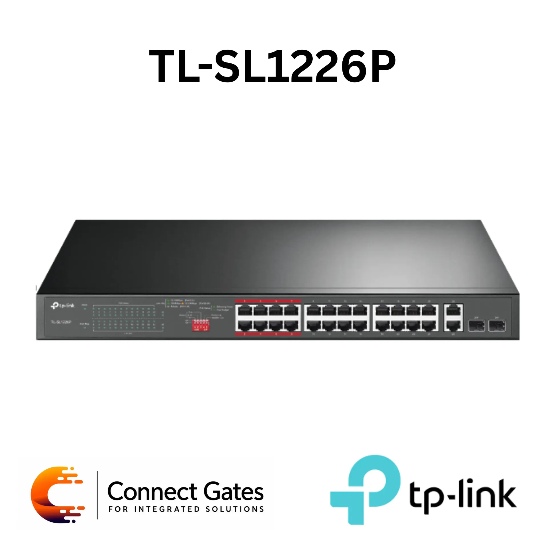 [TL-SL1226P] TP-Link TL-SL1226P – 26-Port Rackmount PoE+ Switch with 24 Fast Ethernet PoE+ Ports, 2 Gigabit Ports, 2 Combo SFP Slots, 250W PoE Budget & Extend Mode