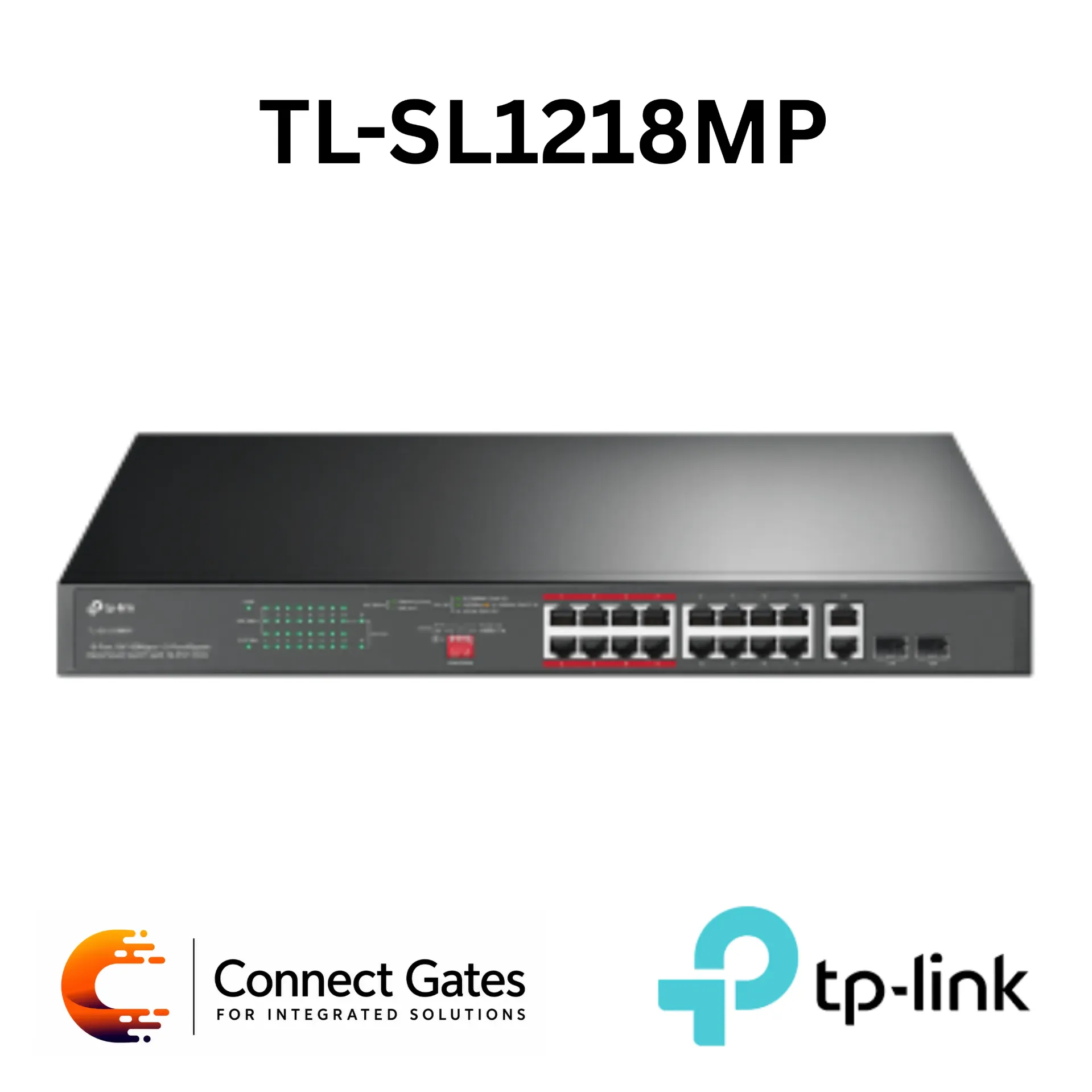 TP-Link TL-SL1218MP – 18-Port Rackmount PoE+ Switch with 16 Fast Ethernet PoE+ Ports, 2 Gigabit Ports, 2 Combo SFP Slots, 250W PoE Budget & Extend Mode