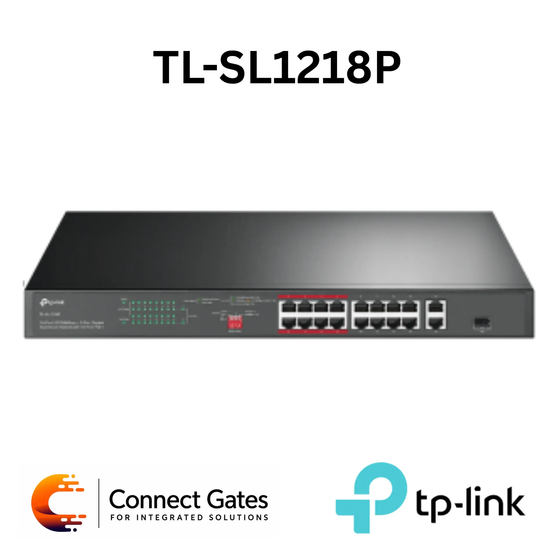 [TL-SL1218P] TP-Link TL-SL1218P – 18-Port Rackmount PoE+ Switch with 16 Fast Ethernet PoE+ Ports, 2 Gigabit Ports, Combo SFP Slot, 150W PoE Budget & Extend Mode