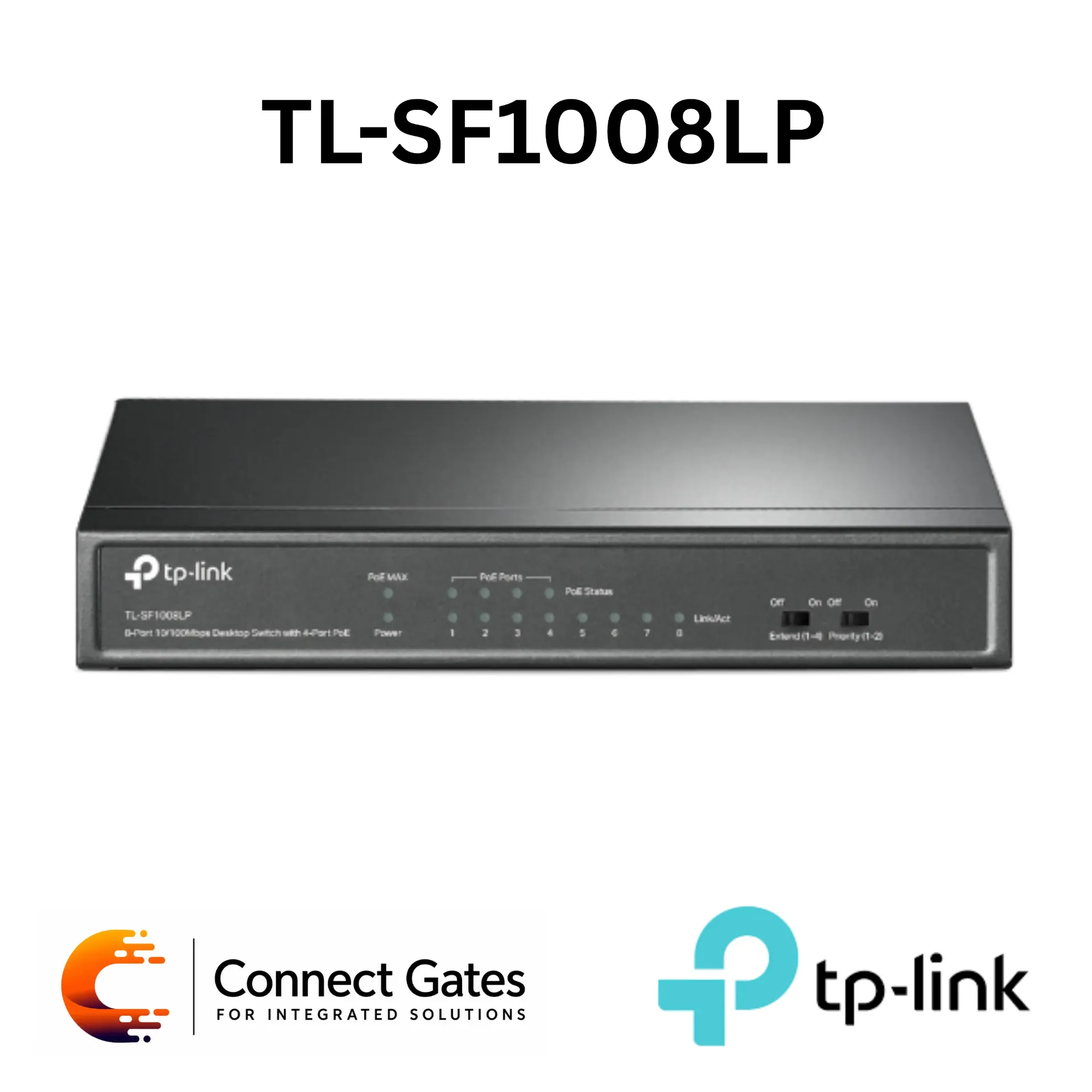 TP-Link TL-SF1008LP – 8-Port 10/100Mbps Desktop PoE Switch with 4 PoE Ports, 4 Non-PoE Ports, 41W PoE Budget, Extend Mode & Plug and Play