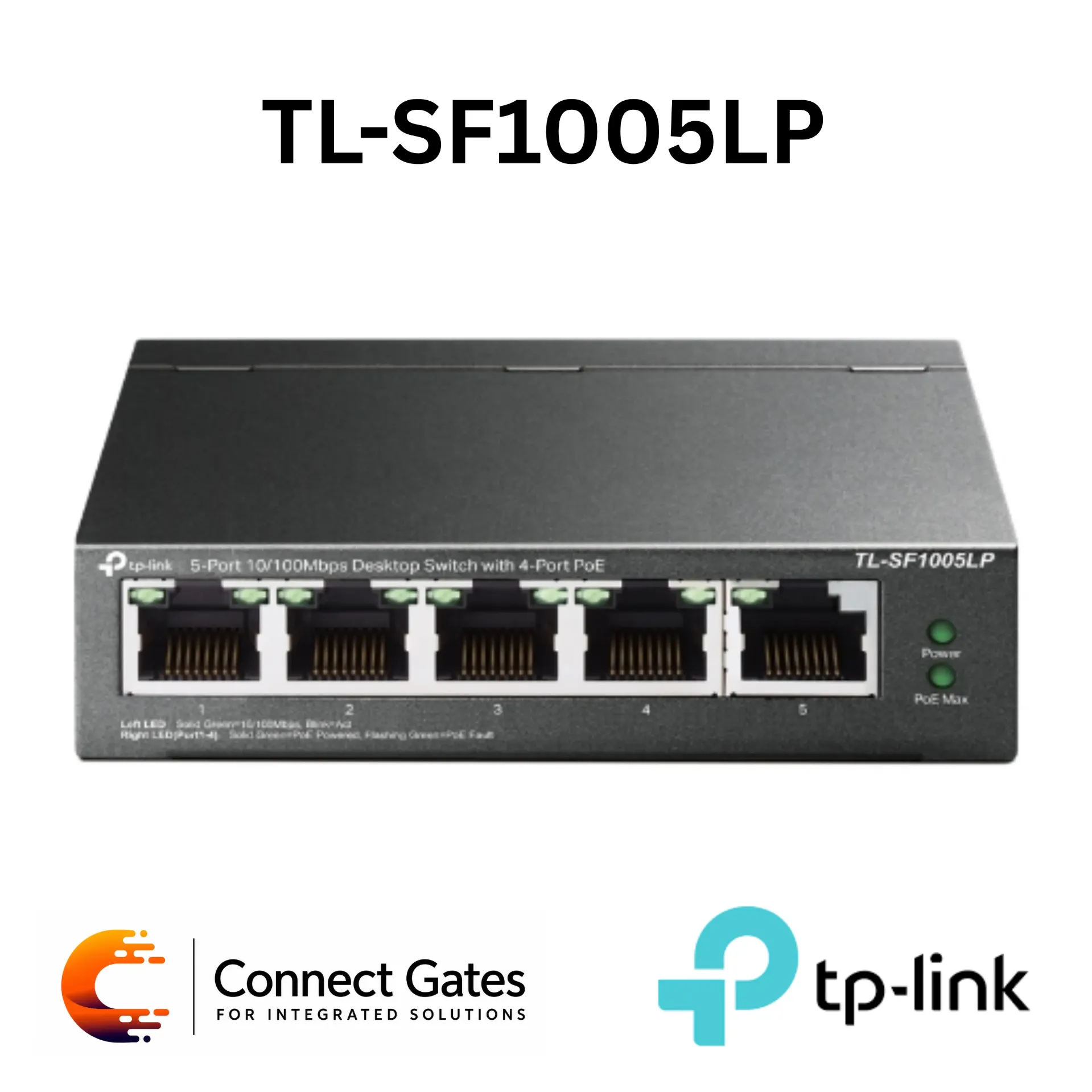 [TL-SF1005LP] TP-Link TL-SF1005LP – 5-Port 10/100Mbps Desktop PoE Switch with 4 PoE Ports, 1 Non-PoE Port, 41W PoE Budget, Extend Mode & Plug and Play