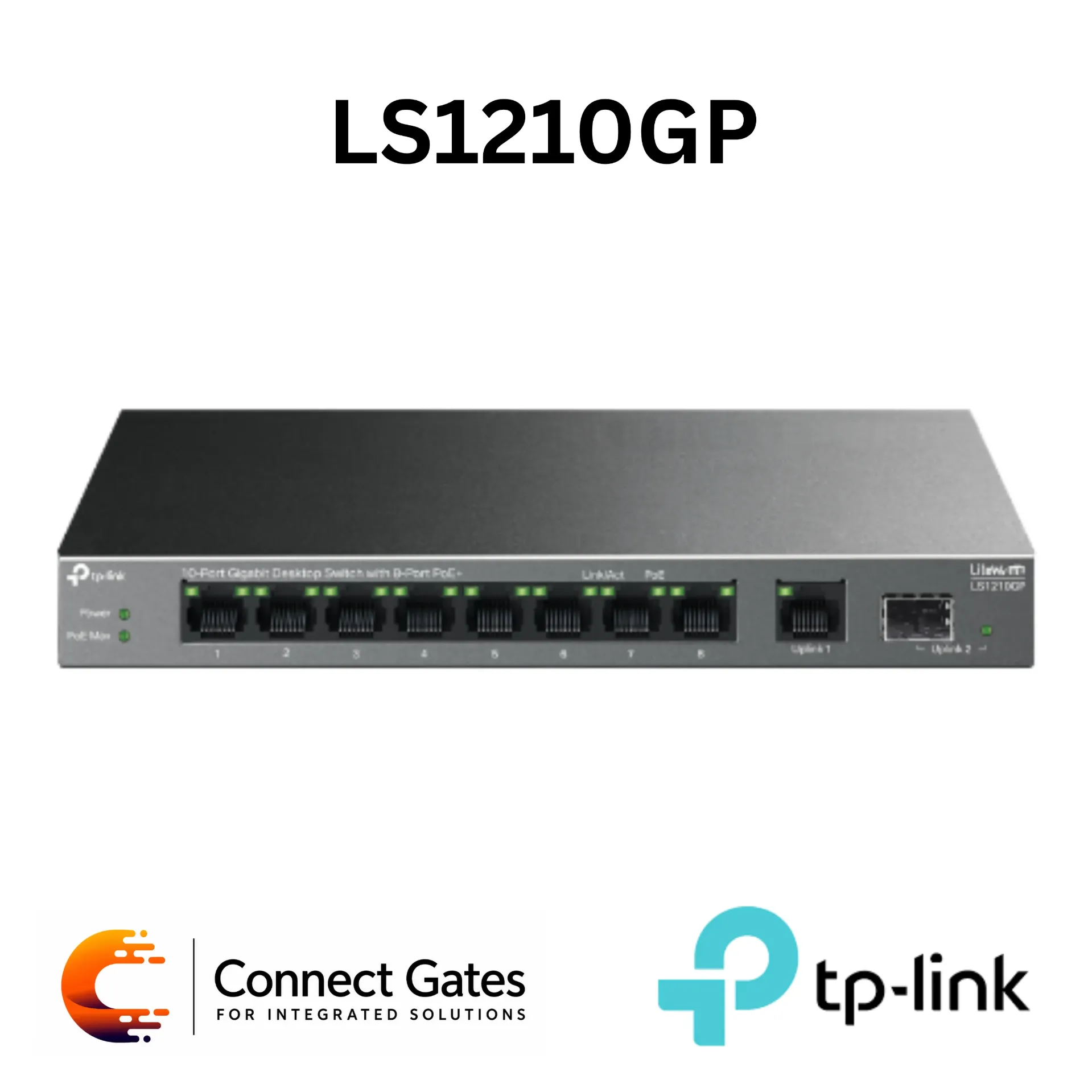 [LS1210GP] TP-Link LS1210GP – 10-Port Gigabit Desktop PoE+ Switch with 8 PoE+ Ports, 1 Gigabit Port, SFP Slot, 61W PoE Budget, Extend Mode & PoE Auto Recovery