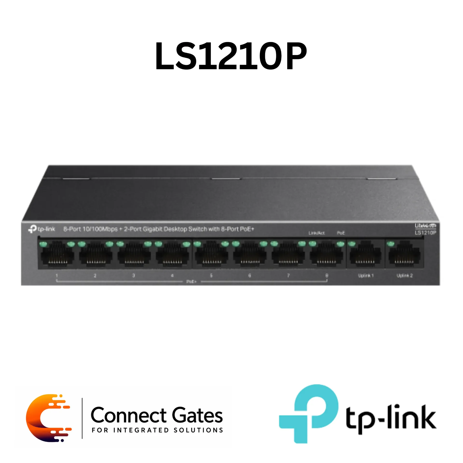 [LS1210P] TP-Link LS1210P – 10-Port Gigabit Desktop PoE+ Switch with 8 PoE+ Ports, 2 Gigabit Ports, 96W PoE Budget, Extend Mode & PoE Auto Recovery