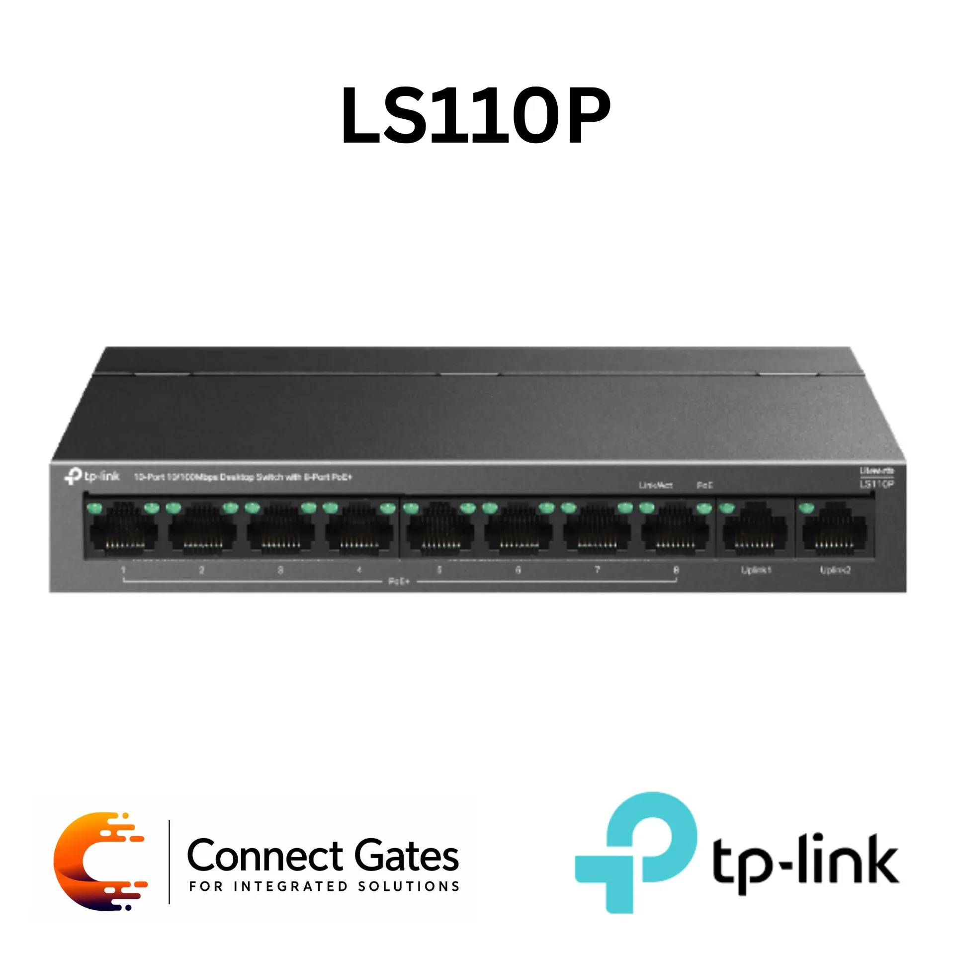 TP-Link LS110P – 10-Port 10/100Mbps Desktop PoE+ Switch with 8 PoE+ Ports, 2 Non-PoE Ports, 96W PoE Budget, Extend Mode & PoE Auto Recovery