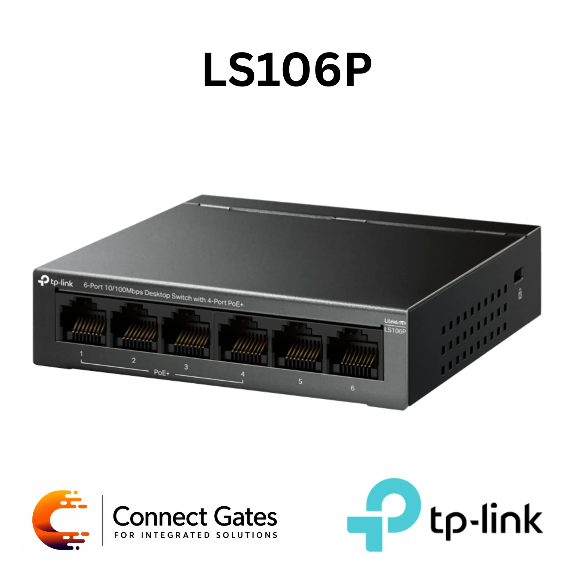 TP-Link LS106P – 6-Port 10/100Mbps Desktop PoE+ Switch with 4 PoE Ports, 2 Non-PoE Ports, 65W PoE Budget, Extend Mode & PoE Auto Recovery
