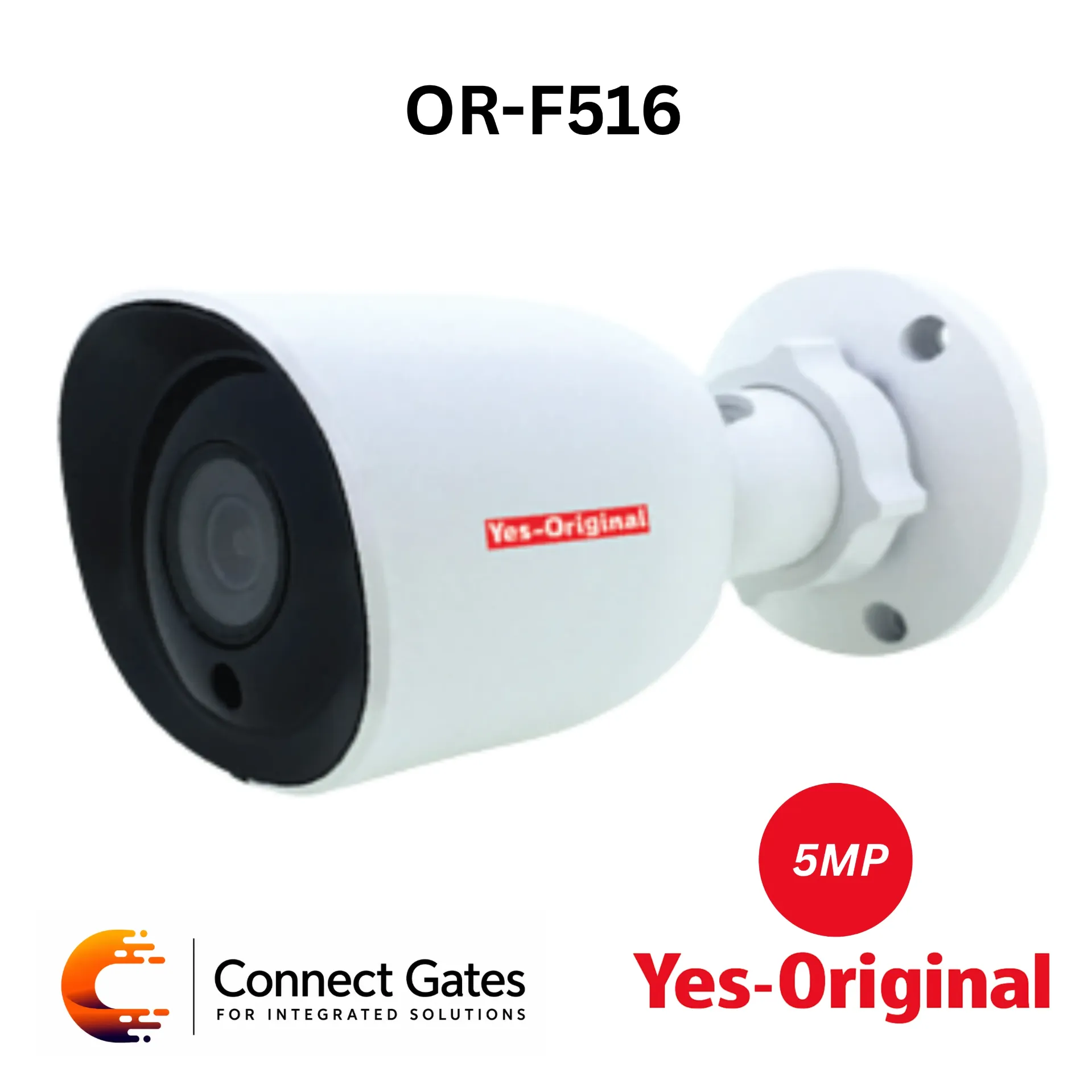Yes Original OR-F516 – 5MP Fixed IR Metal Bullet Analog Camera, 6mm Lens, 12 PCS IR SMD, TVI/AHD/CVI/CVBS, IP66