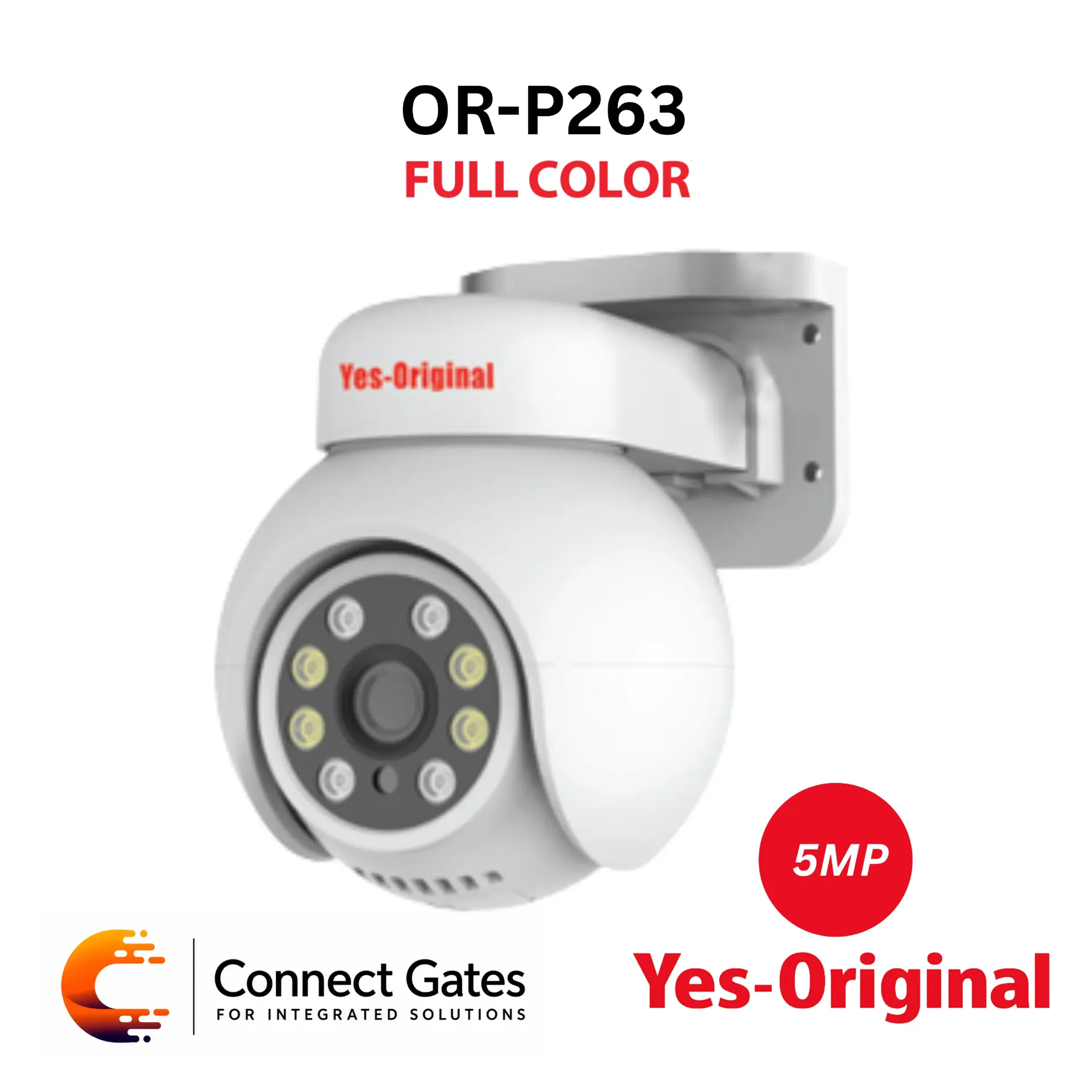 [OR-P263] Yes Original OR-P263 – 5MP Warm Light Full Color PT Analog Camera, 4mm Lens, Built-in Mic, White Light, TVI/AHD/CVI/CVBS, IP66