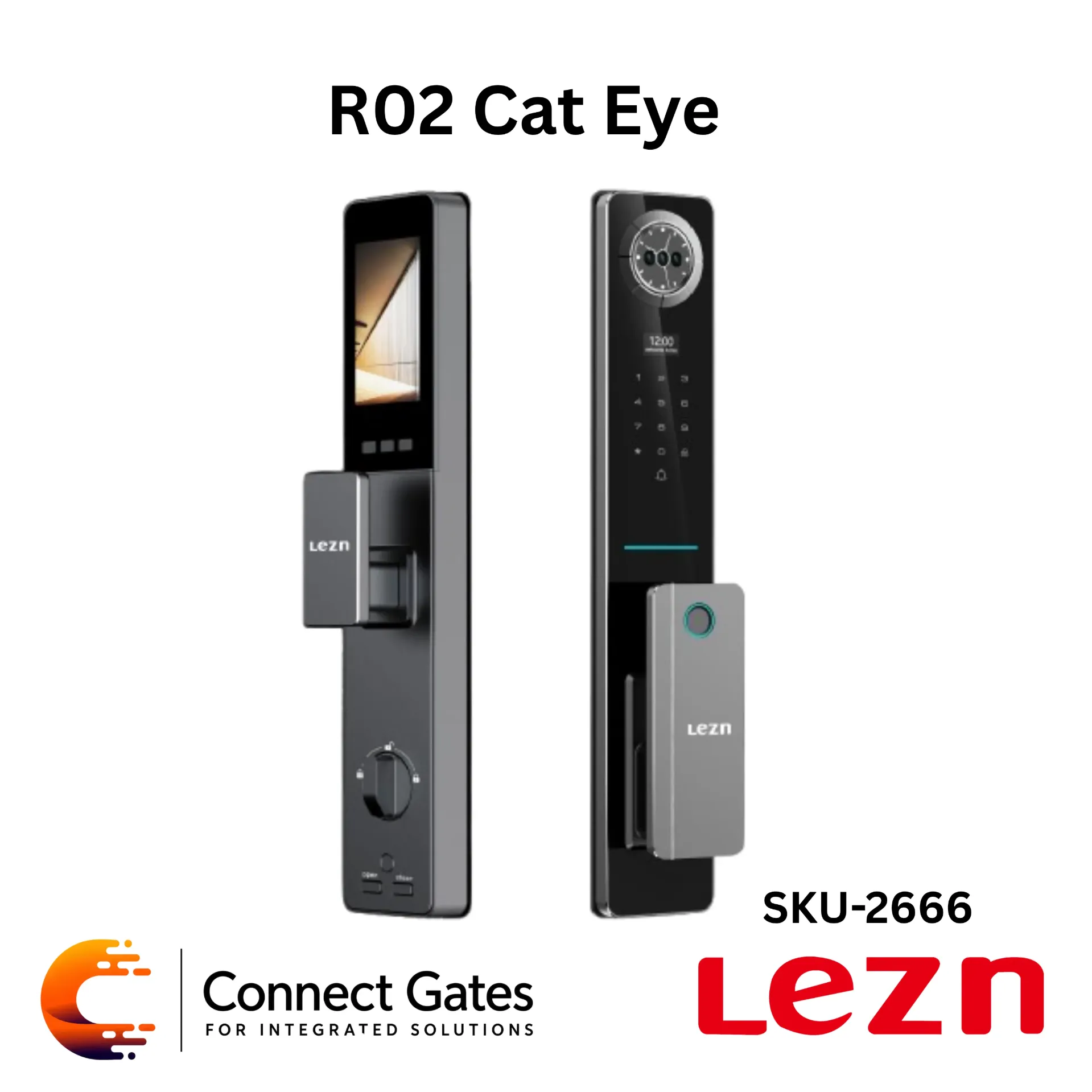 [R02 Cat Eye] LEZN R02 Cat Eye – Smart Door Lock for Wooden & Armored Doors with Fingerprint, Password, IC Card, 1MP Color Night Vision Camera, 4.5-inch Internal Screen, Tuya App & Smart Life App