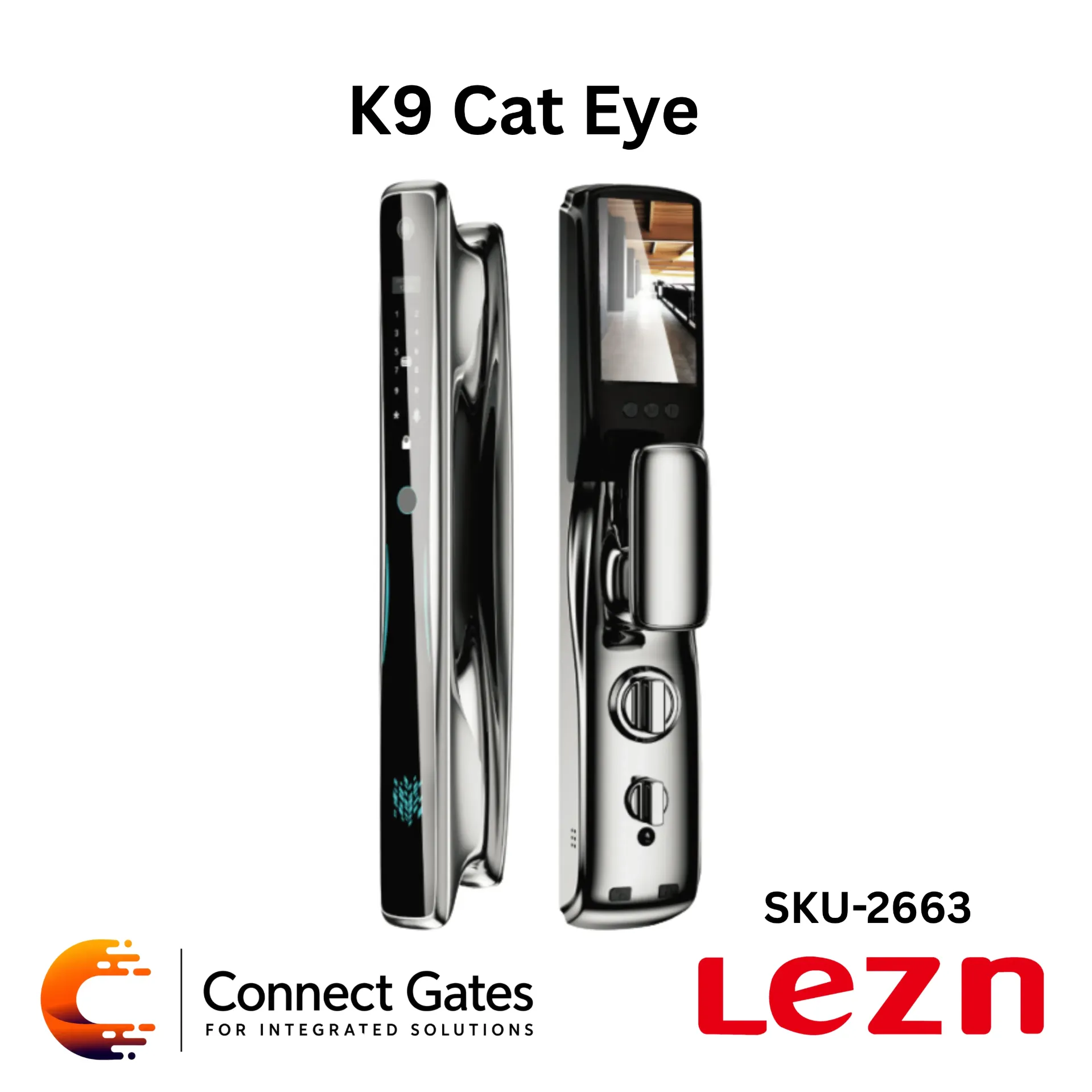 [K9 Cat Eye] LEZN K9 Cat Eye – Smart Door Lock for Wooden & Armored Doors with Fingerprint, Password, IC Card, 1MP Color Night Vision Camera, 4.5-inch Internal Screen, Tuya App & Smart Life App