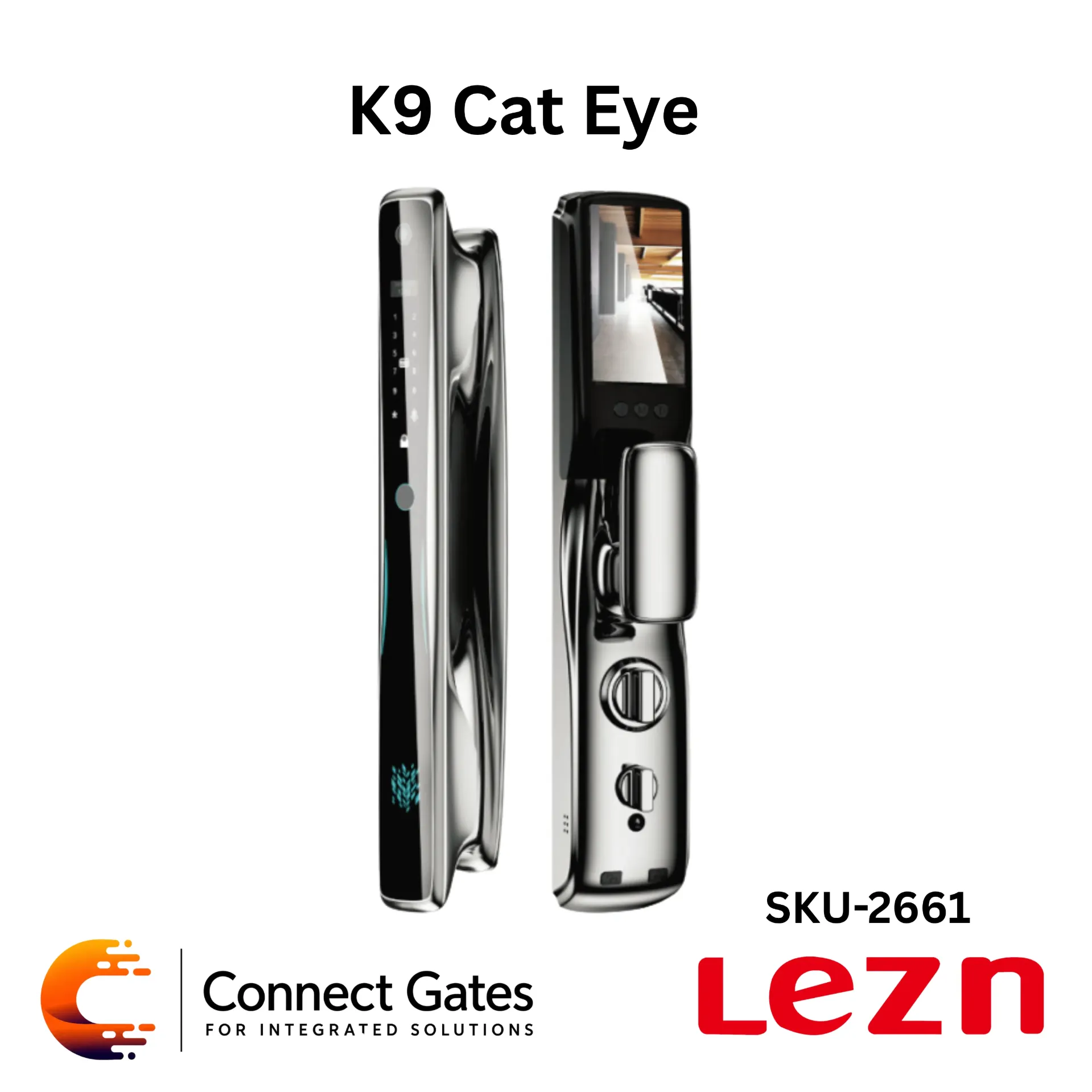 [K9 Cat Eye] LEZN K9 Cat Eye – Smart Door Lock for Wooden & Armored Doors with Fingerprint, Password, IC Card, 1MP Color Night Vision Camera, 4.5-inch Internal Screen, Tuya App & Smart Life App