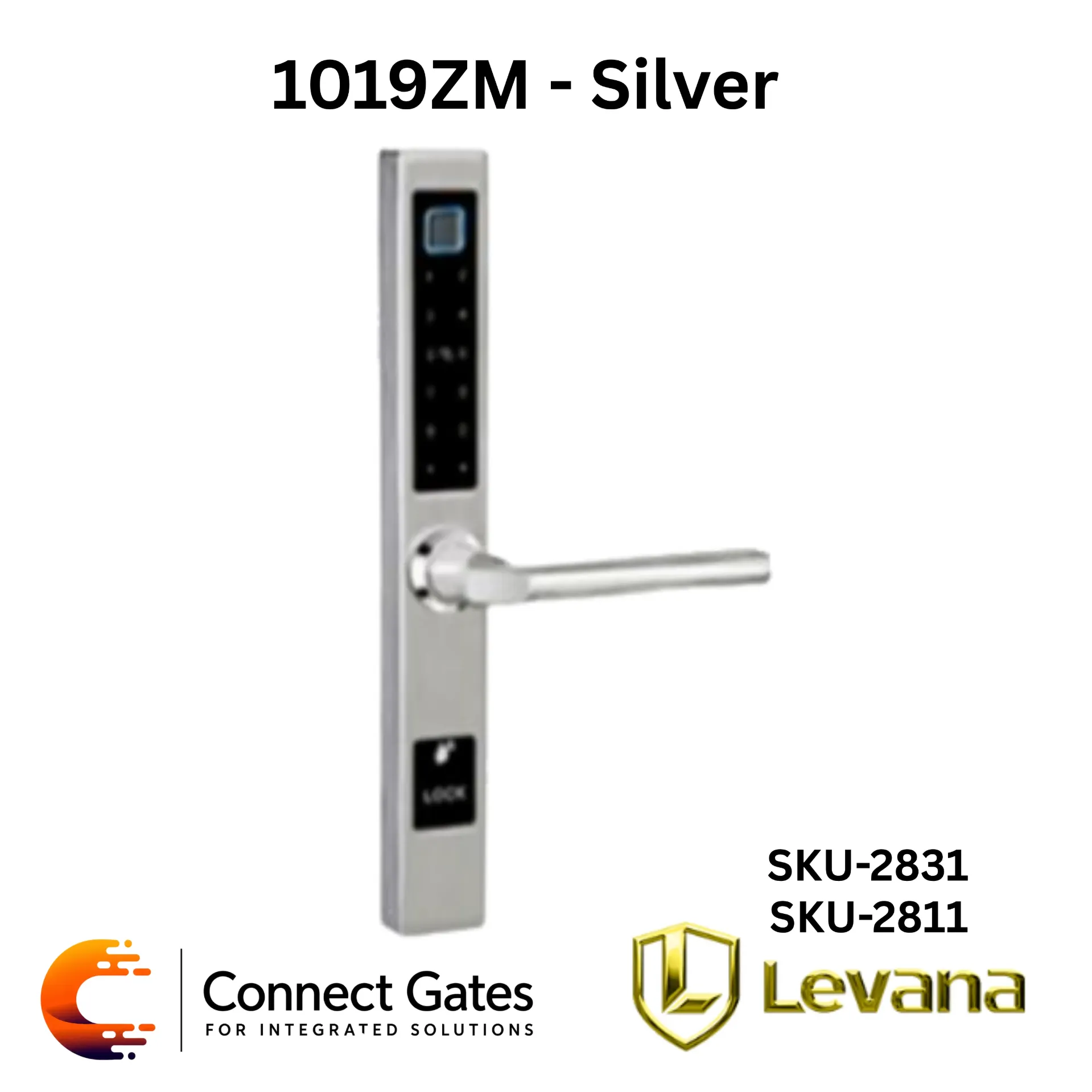 Levana 1019ZM Silver – Smart Aluminum Alloy Door Lock with Hook Body Lock, Fingerprint, Password, IC Card, NFC, Tuya App & Smart Life App