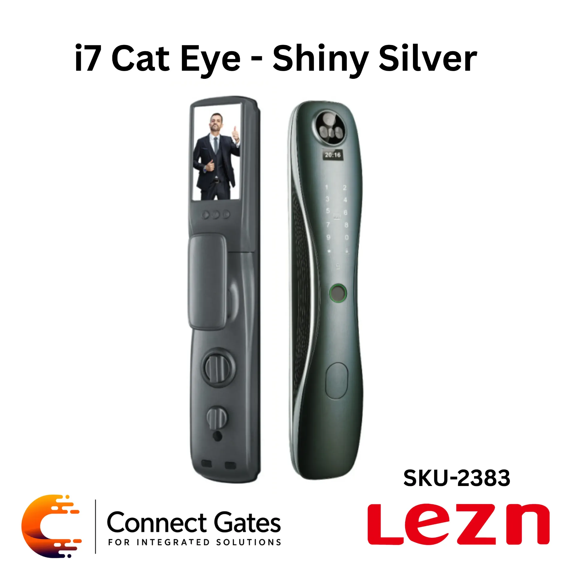 [i11 Cat Eye Shiny Silver] LEZN i11 Cat Eye Shiny Silver – Smart Door Lock for Wooden & Armored Doors with Fingerprint, Password, IC Card, Magic Eye Color Night Vision Camera, 4.5-inch Internal Screen, Child Safety System, Tuya App & Smart Life App